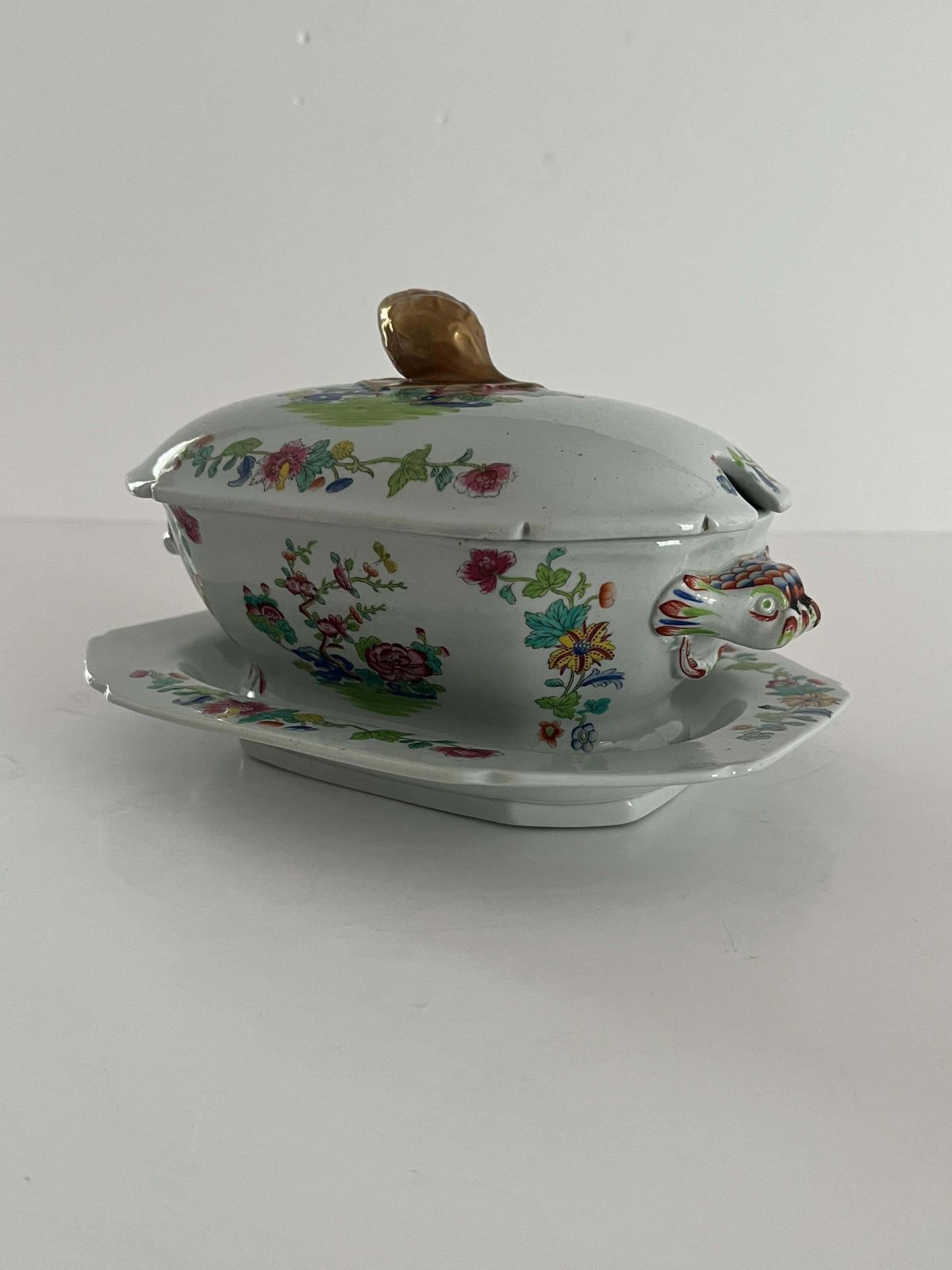 Georgische Spode Sauskom, Deksel en Onderschotel, Willis Patroon 2148, ca. 1810 photo vinterior
