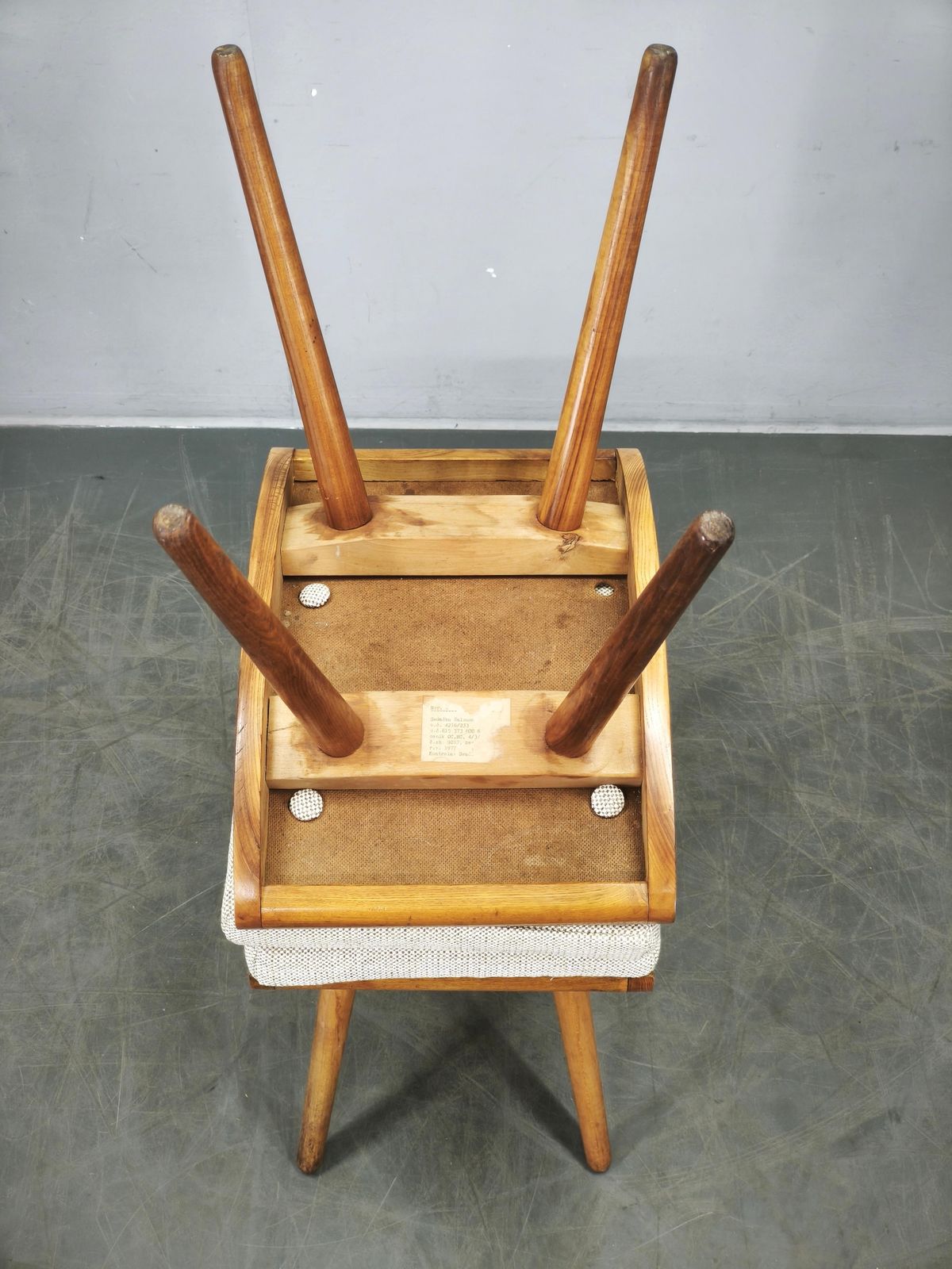 Pair Of Mid Century Beech Stools, Czechoslovakia, 1960s photo vintage