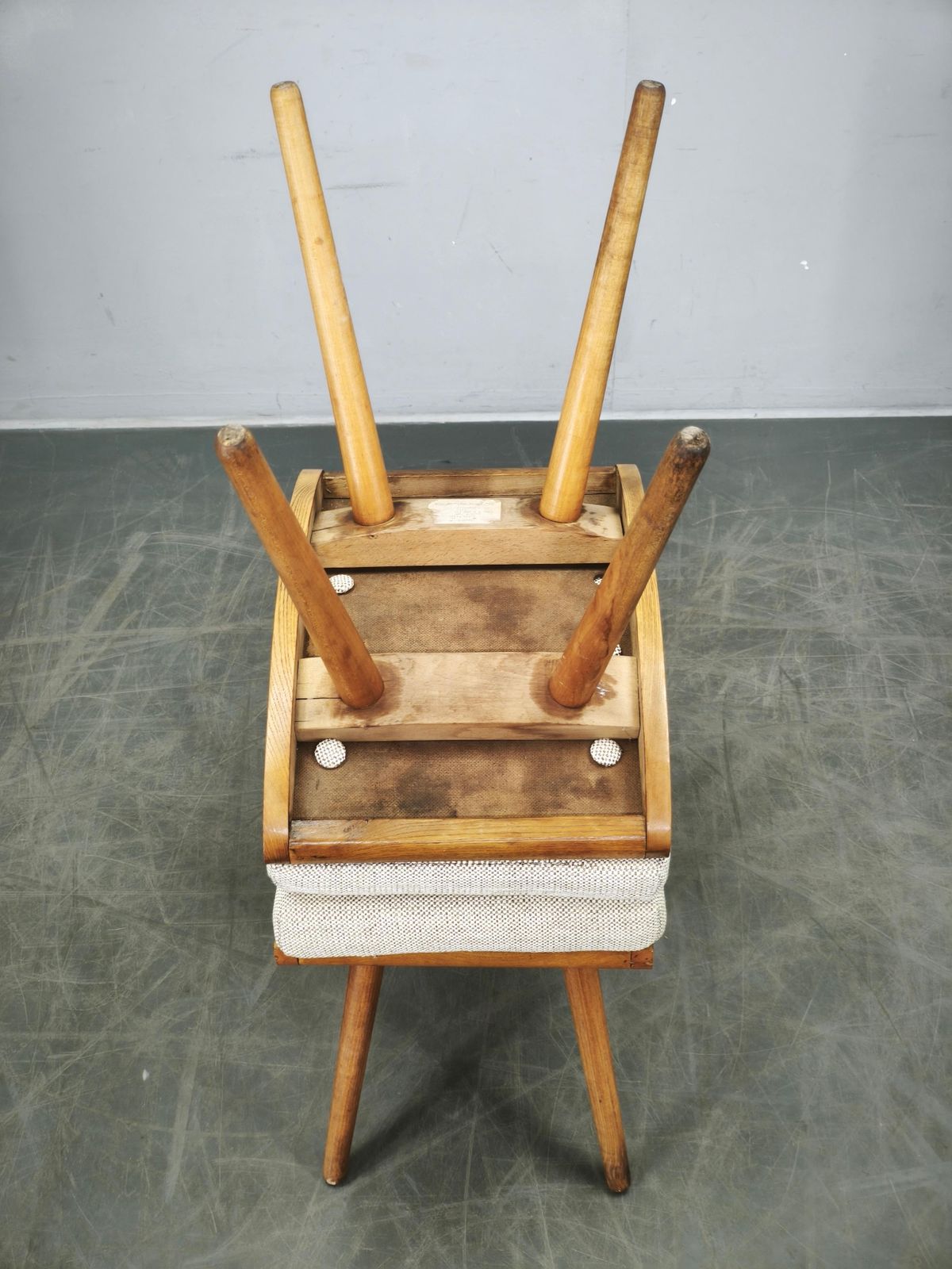 photo for sale Pair Of Mid Century Beech Stools, Czechoslovakia, 1960s
