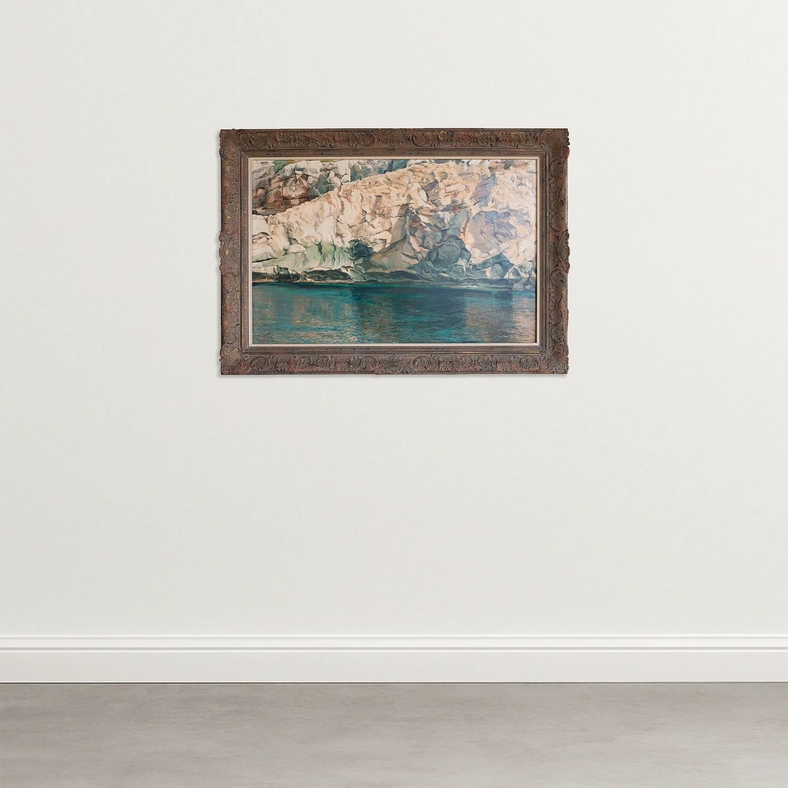 Rotsachtige kustlijn & glinsterende wateren – Ferran Martí, olieverf op doek photo furniture