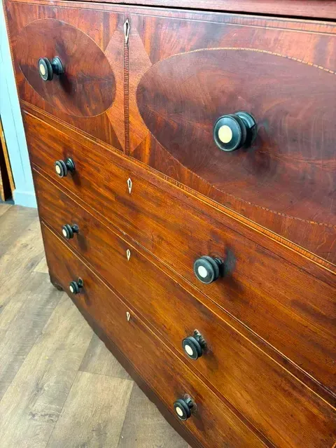 Victorian Mahogany Inlaid Secretaire Chest Of Drawers photo Furniture