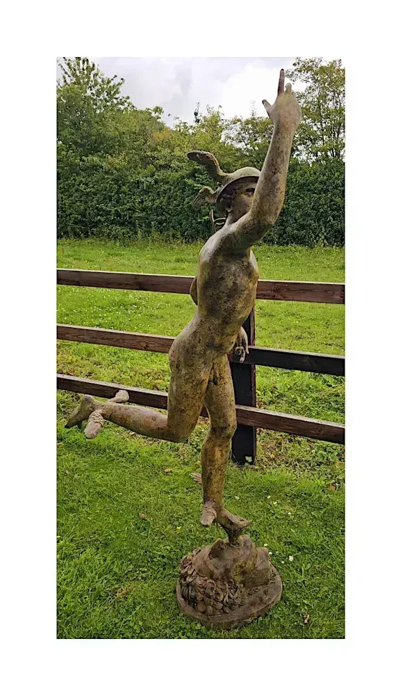 A Very Fine Life Size Bronze Figural Sculpture Depicting The Roman Olympian God Mercury After Giambologna. photo furniture