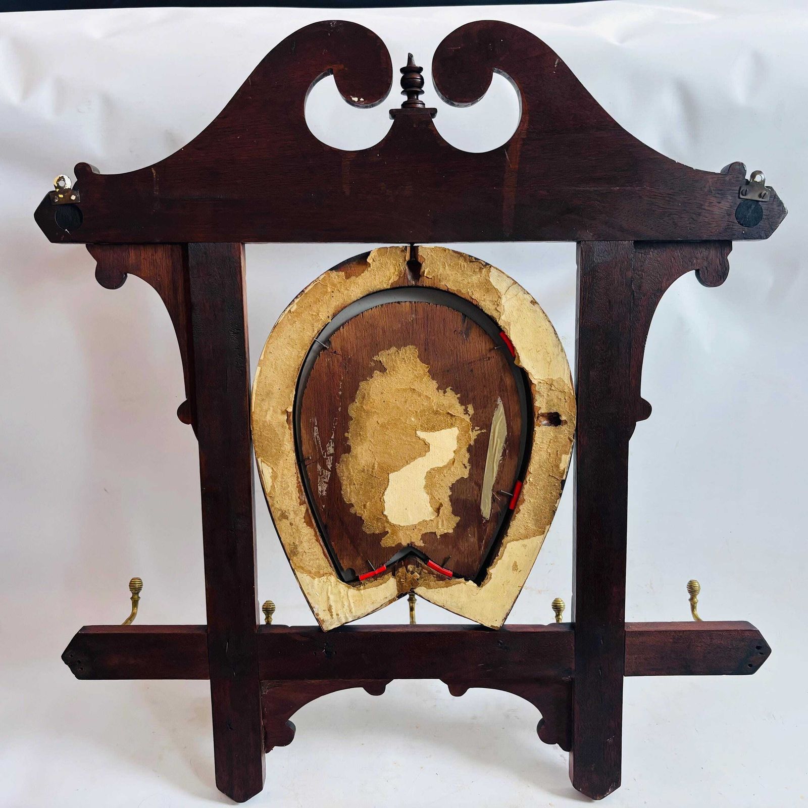 photo for sale Antique Victorian Equine Theme Horse Shoe Wall Hanging Hall Rack & Mirror, C.1880 Home Good Luck Love Protection