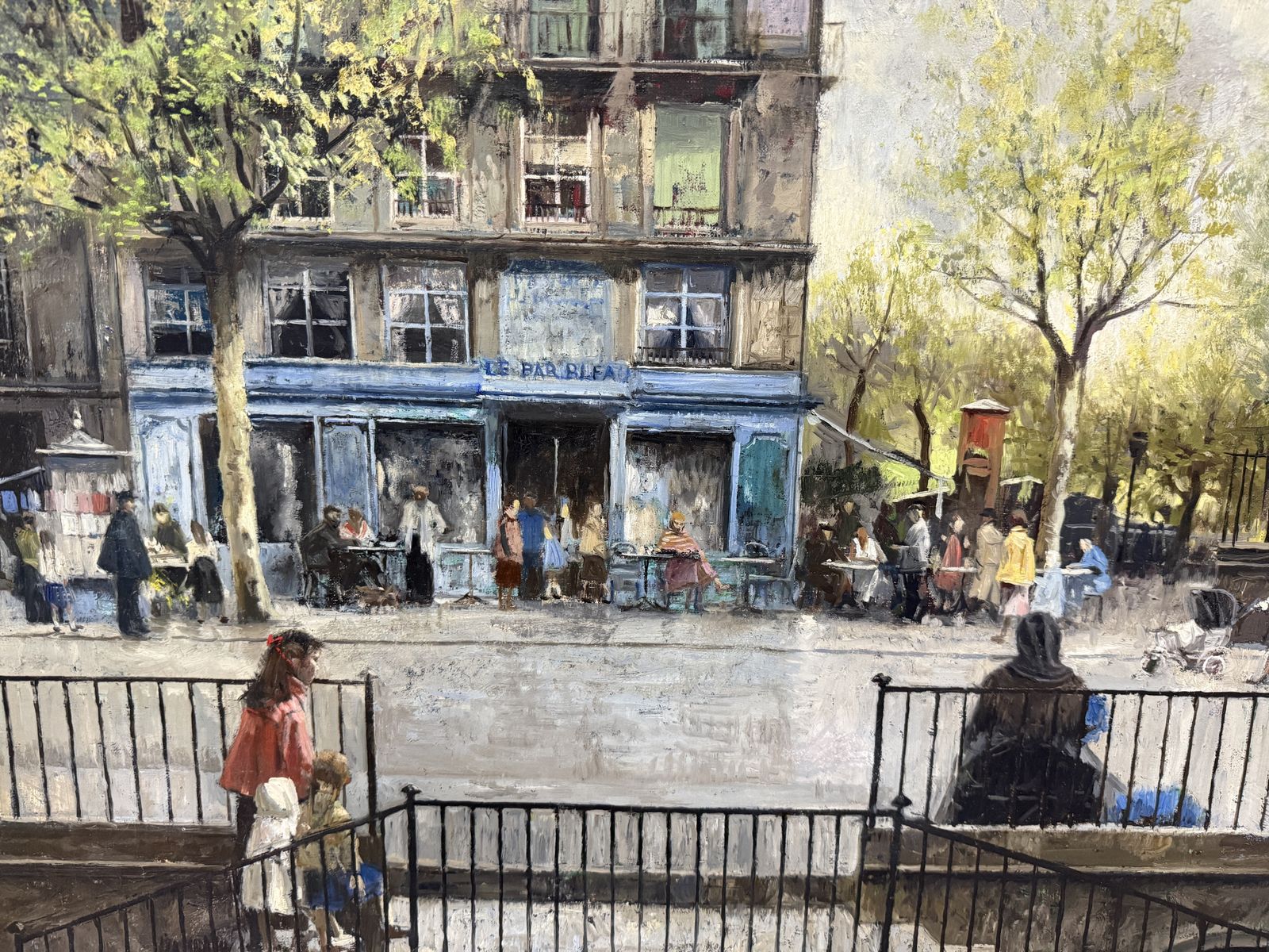 Ramón De Capmany Scène de boulevard parisien, café et rue, peinture à l'huile, paysage urbain catalan, années 1970 photo buy