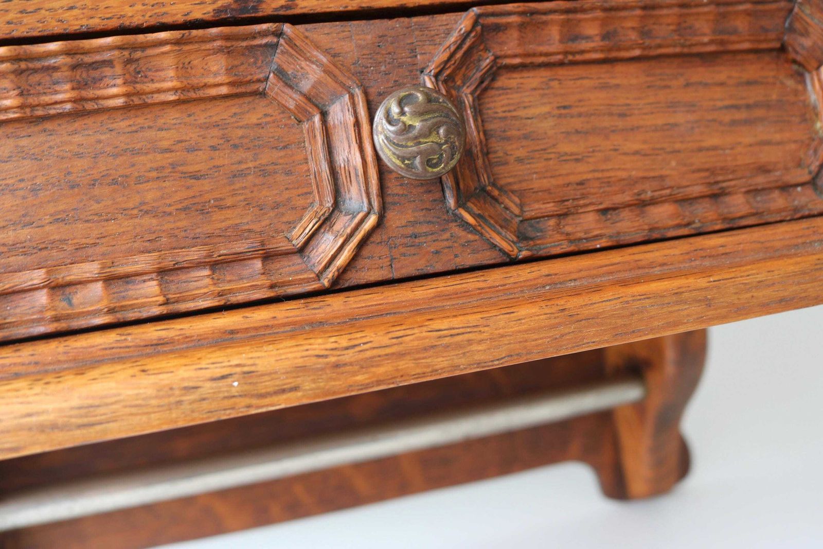 Antique Oak Bathroom Cabinet Mirror Wall Cabinet Secret Compartment Drawer photo 797.0