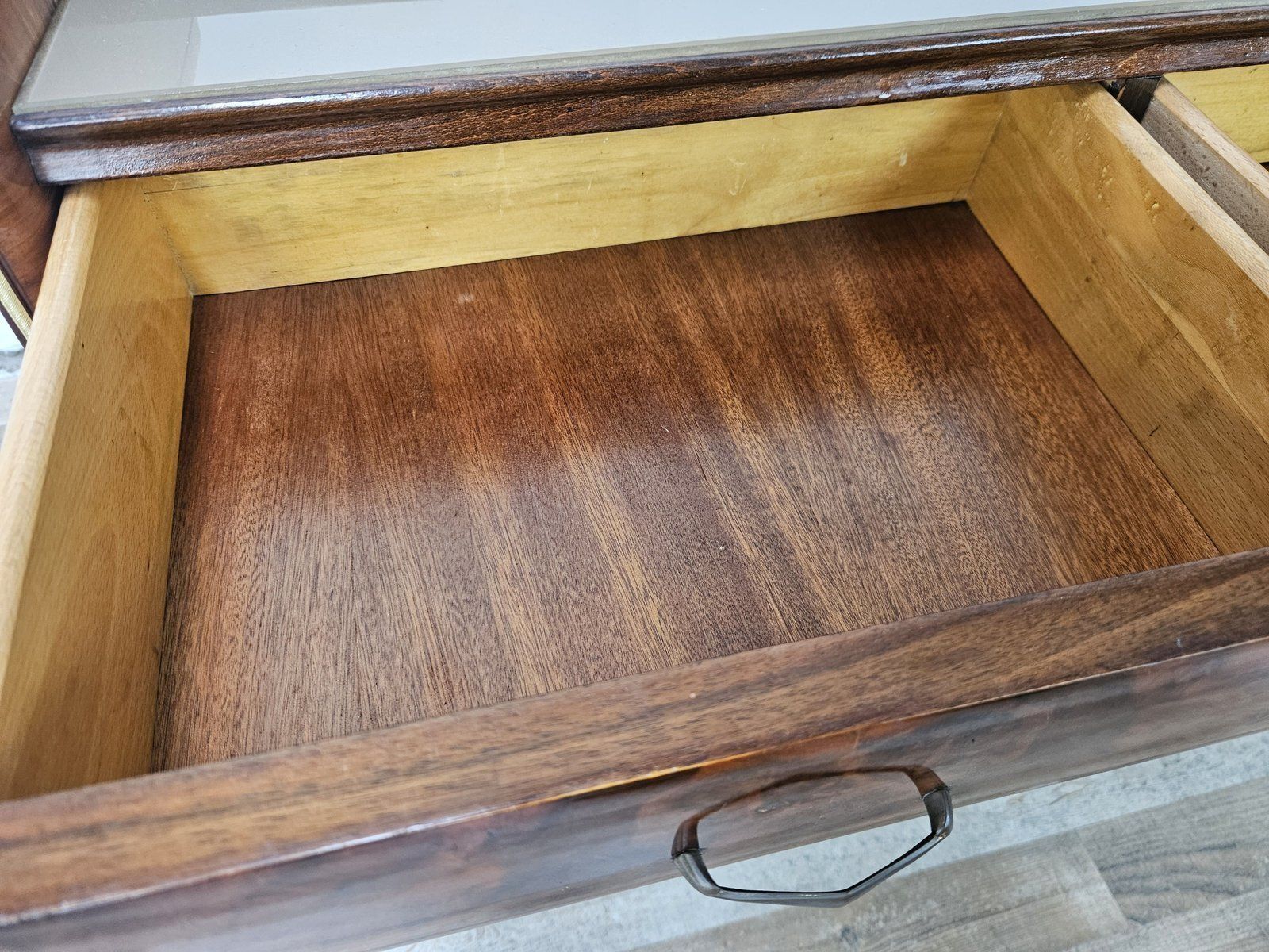 photo buy Entrance Dressing Table In Briar Root With Glass Tops, 1950