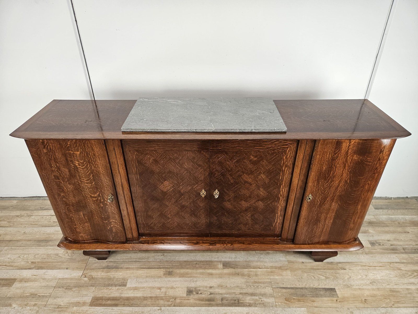 Art Deco Dressoir in Eiken met Marmeren Blad, 1950 photo Meubels