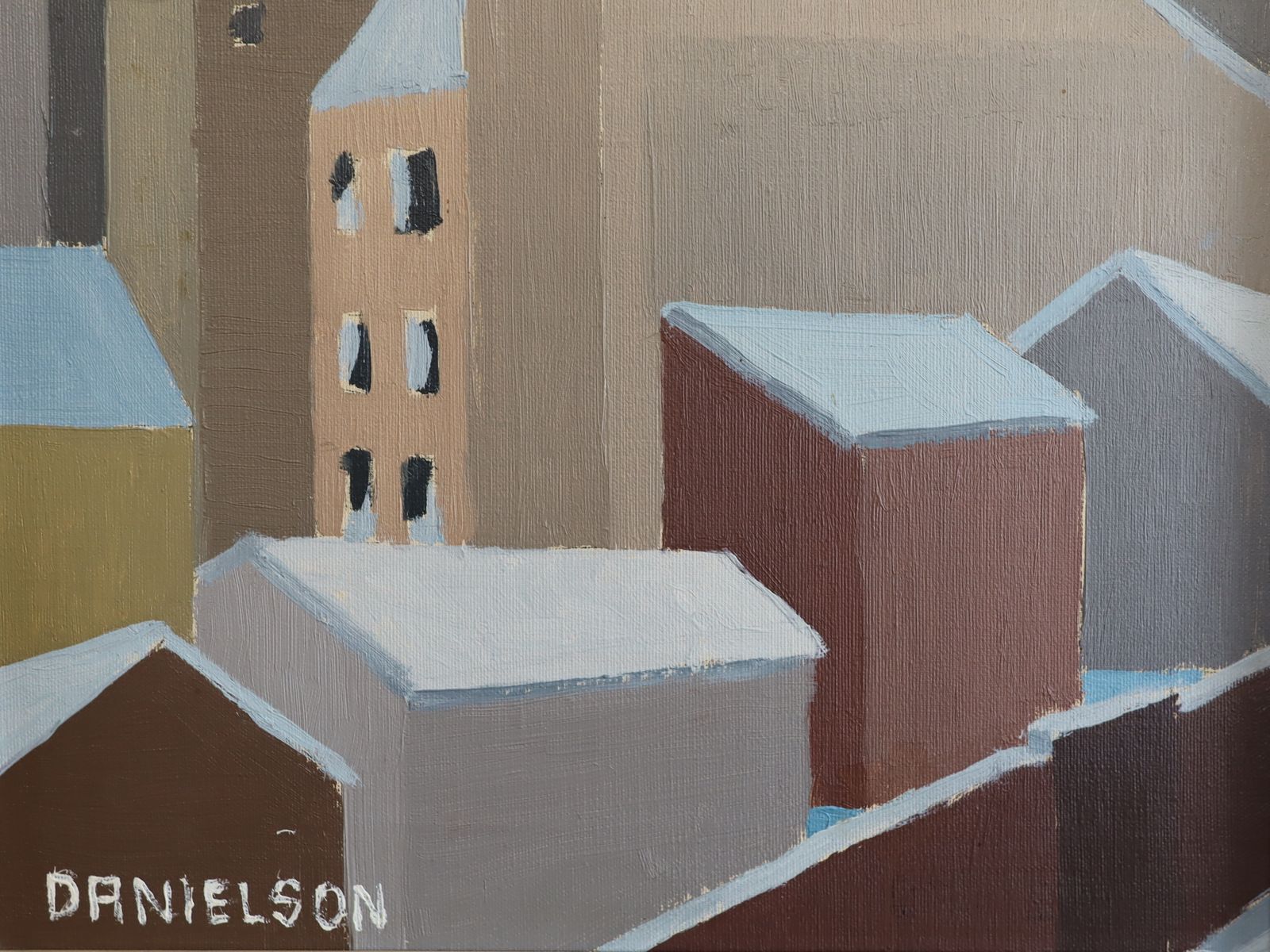 Winter Rooftops , Oil Painting photo vinterior