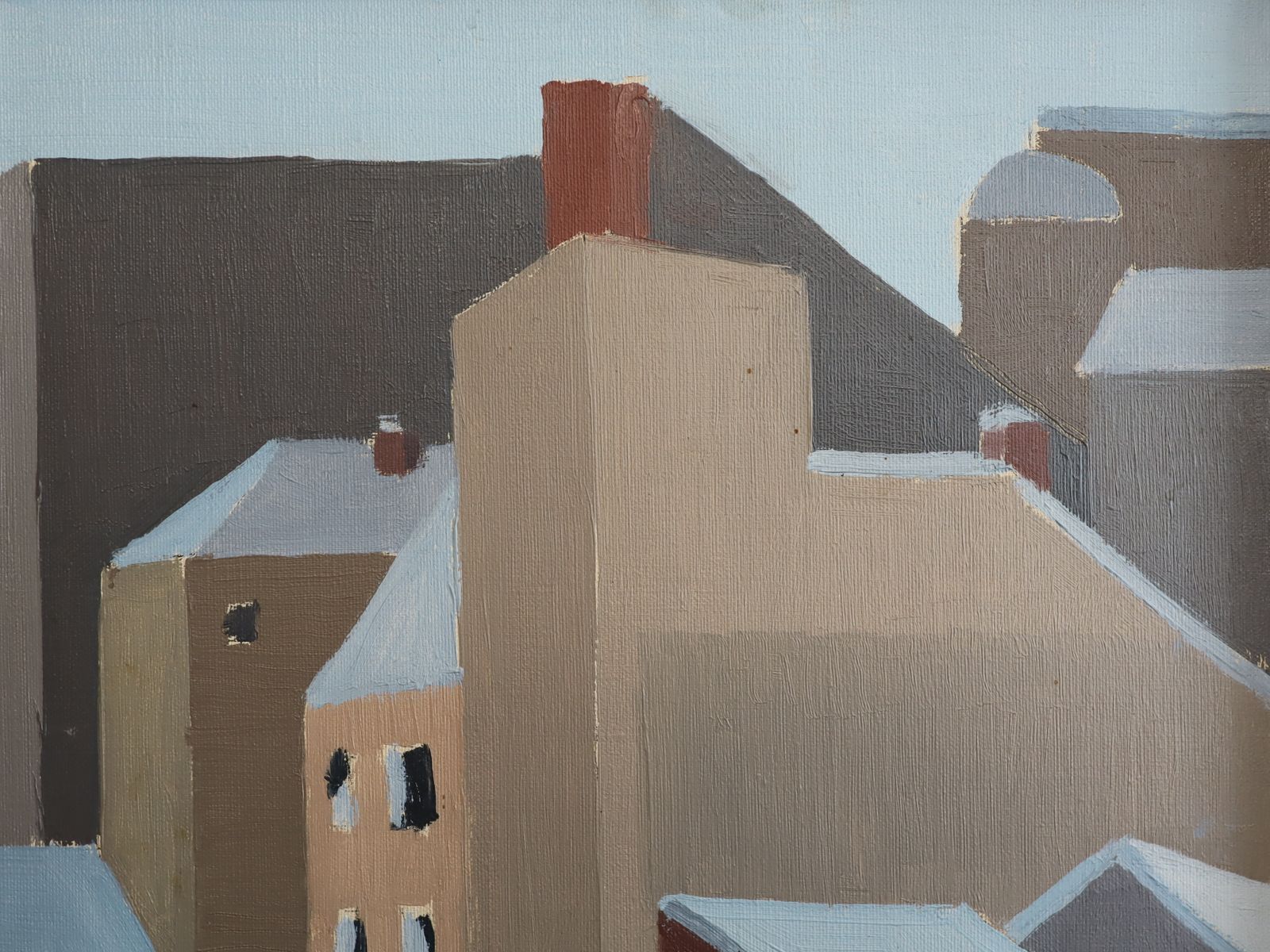 Winter Rooftops , Oil Painting photo vintage