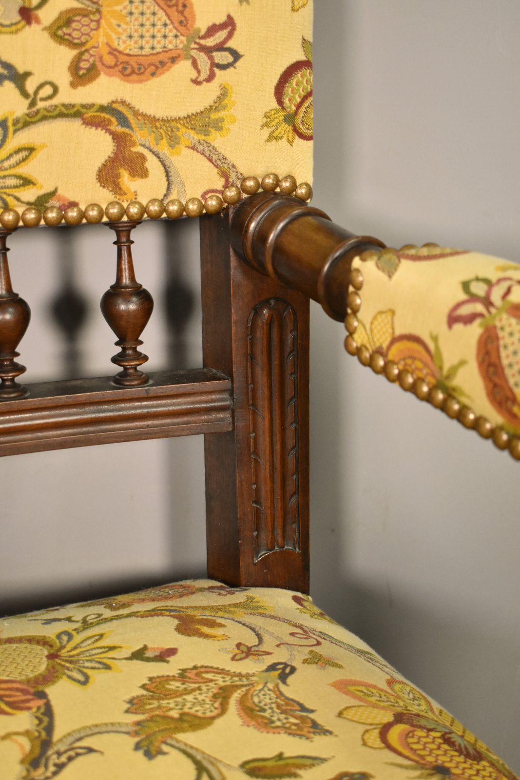 photo buy French Antique Upsholstered Armchair In Walnut Transitional Renaissance Revival