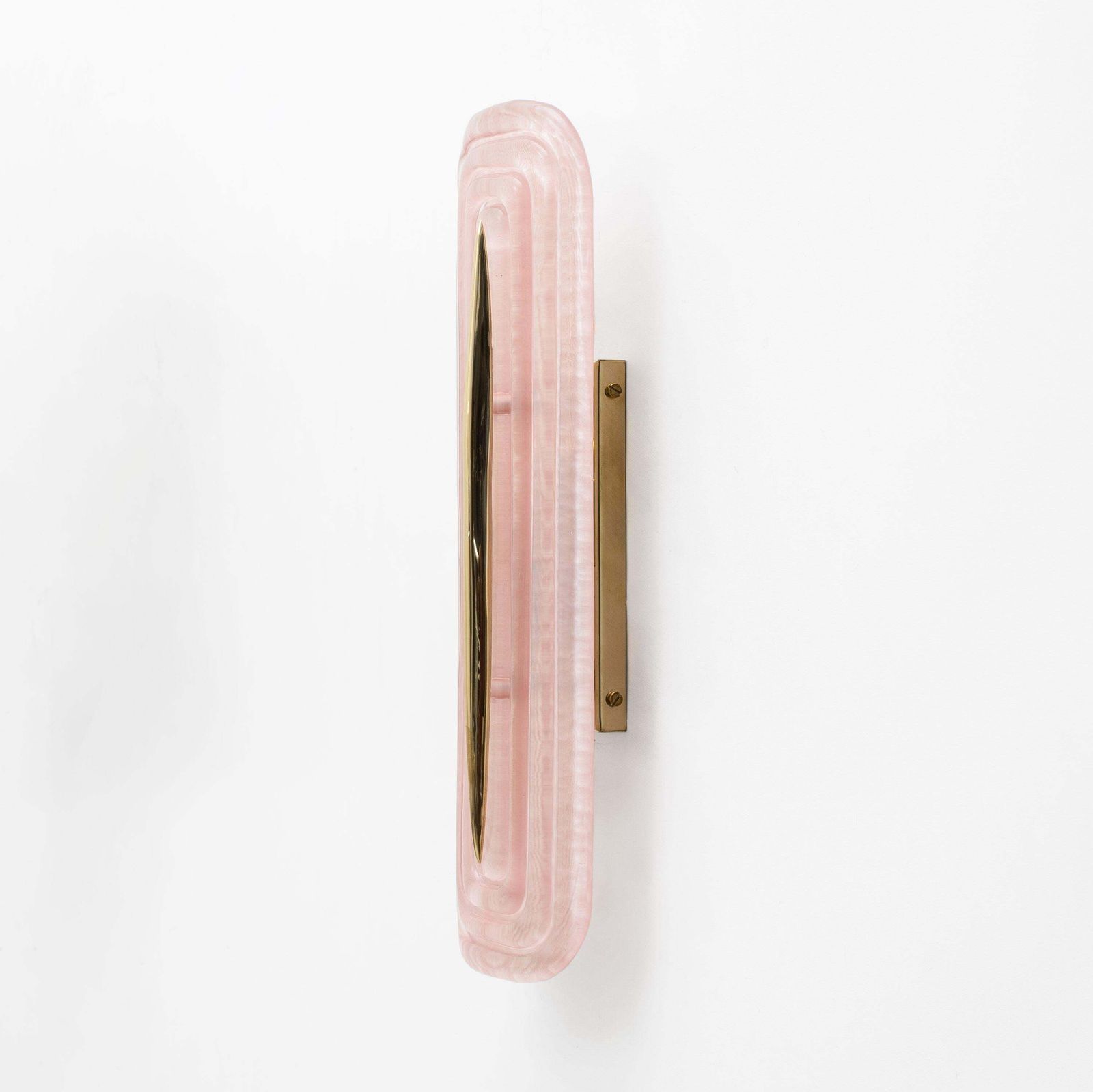 Paar moderne Murano-glas wandlampen in roze en messing, Italië photo 1731.0