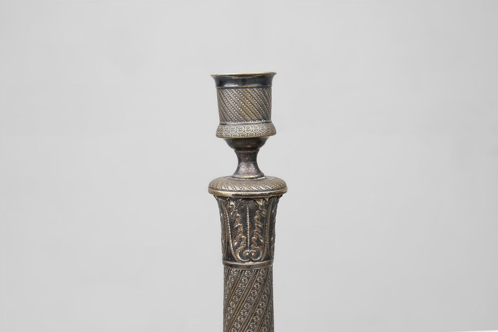 Large French Silvered Copper Candlestick, 1890s photo for sale