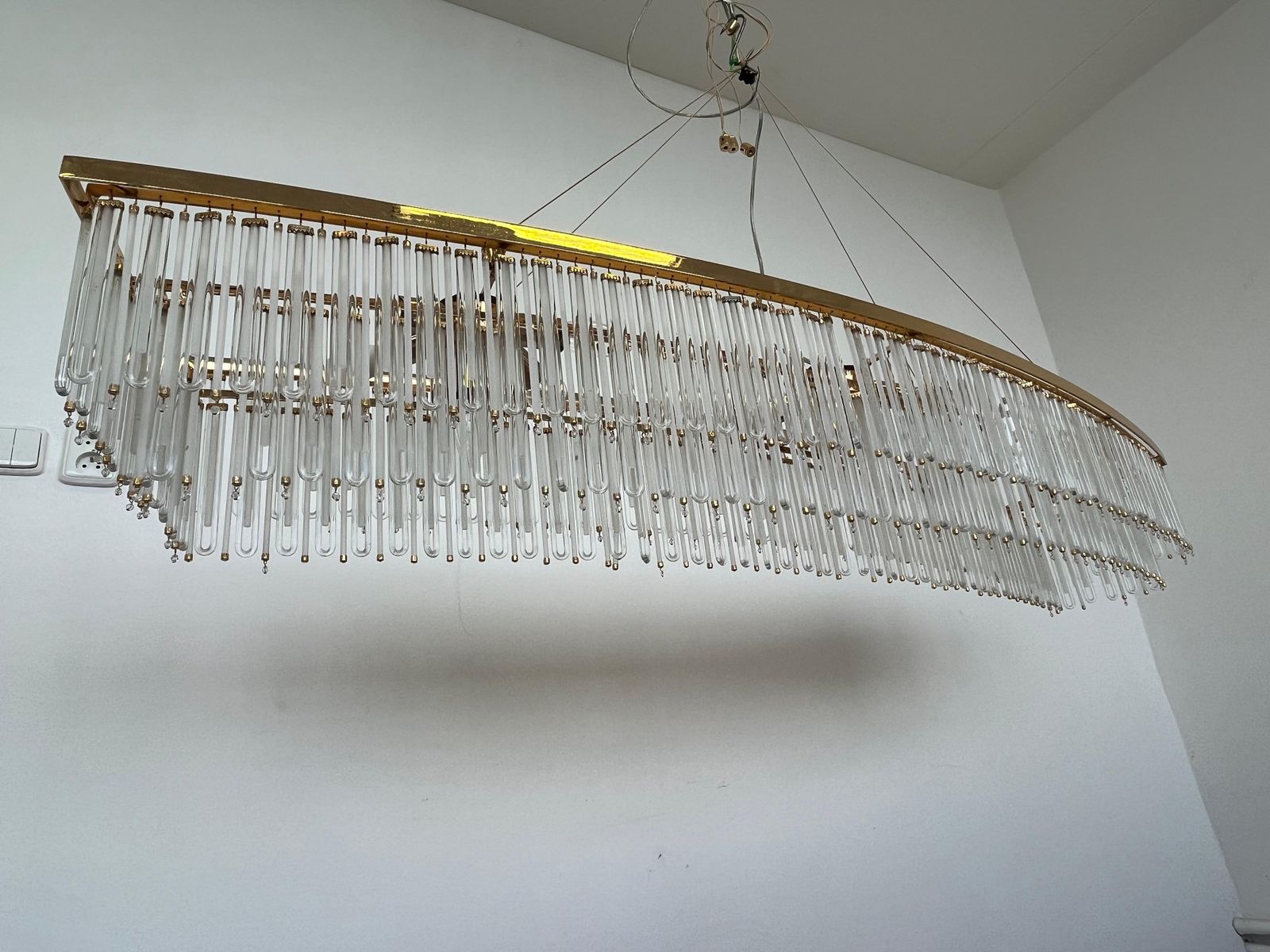Groot handgemaakt XXL glazen en messing Oostenrijkse kroonluchter — jaren 1980 photo buy