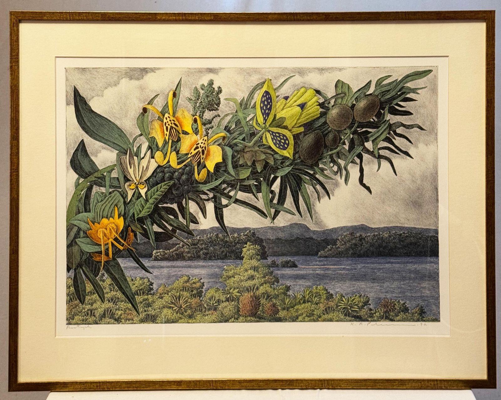 Art Karl Axel Pehrson Composition Exotic Branching Plants, Ruólo”Lithograph photo