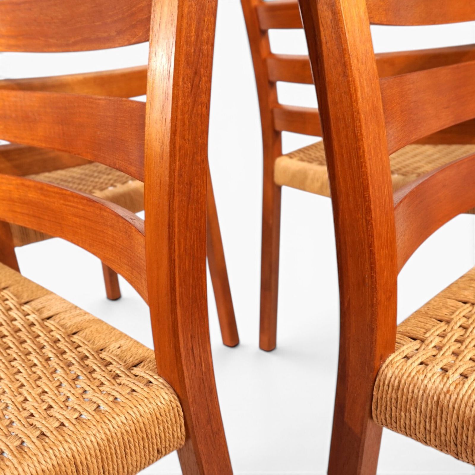 Niels Otto Møller Model 408, Set Of 4 Teak Papercord Dining Chairs For J.L. Møllers, 1975 photo Furniture