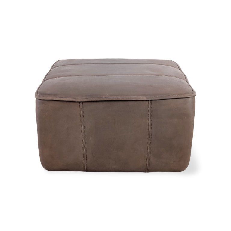 2 poufs de Sede mid-century en cuir de buffle, marron