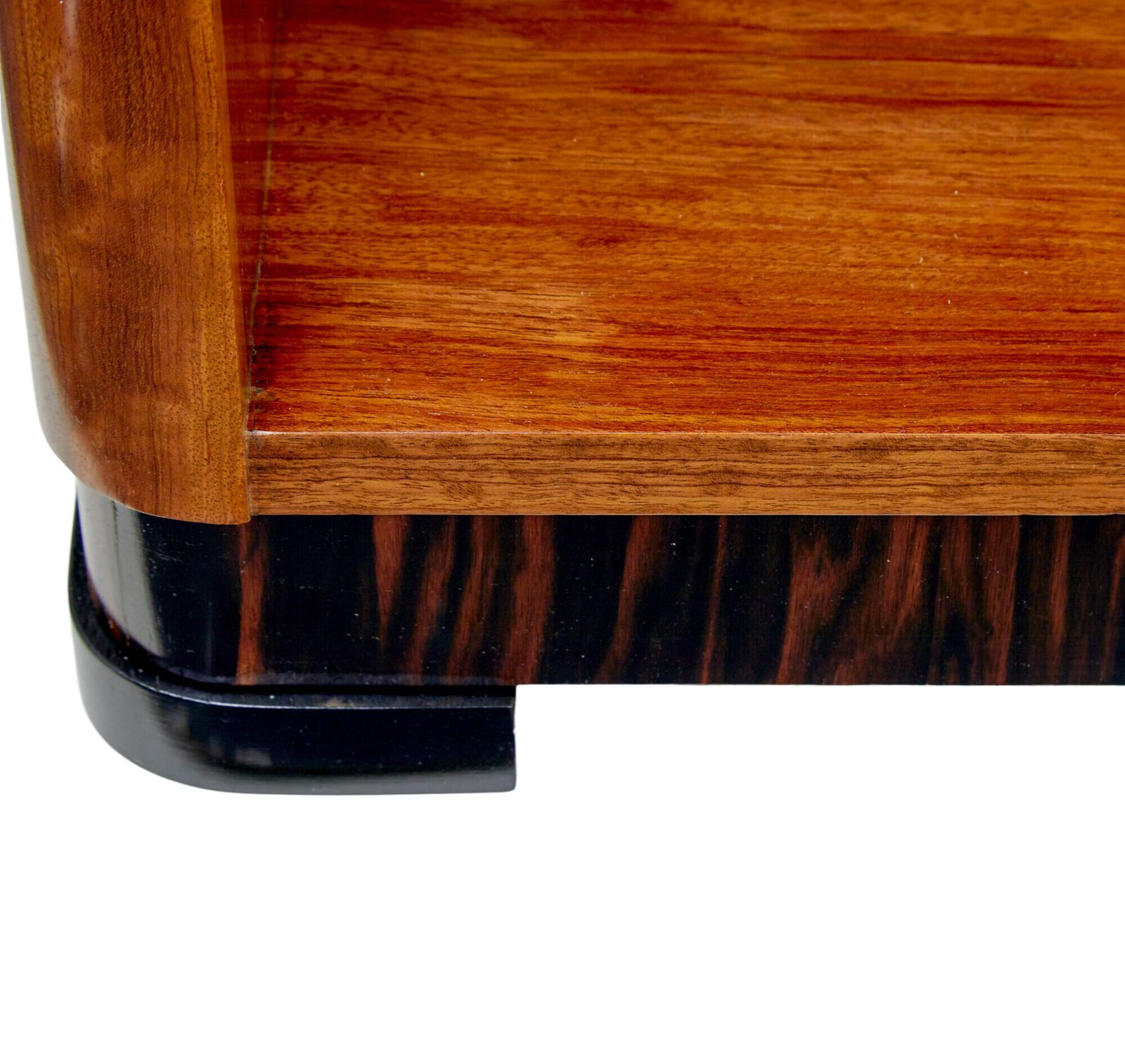 Mid Century Scandinavian Teak And Zebrawood Low Open Bookcase photo for sale