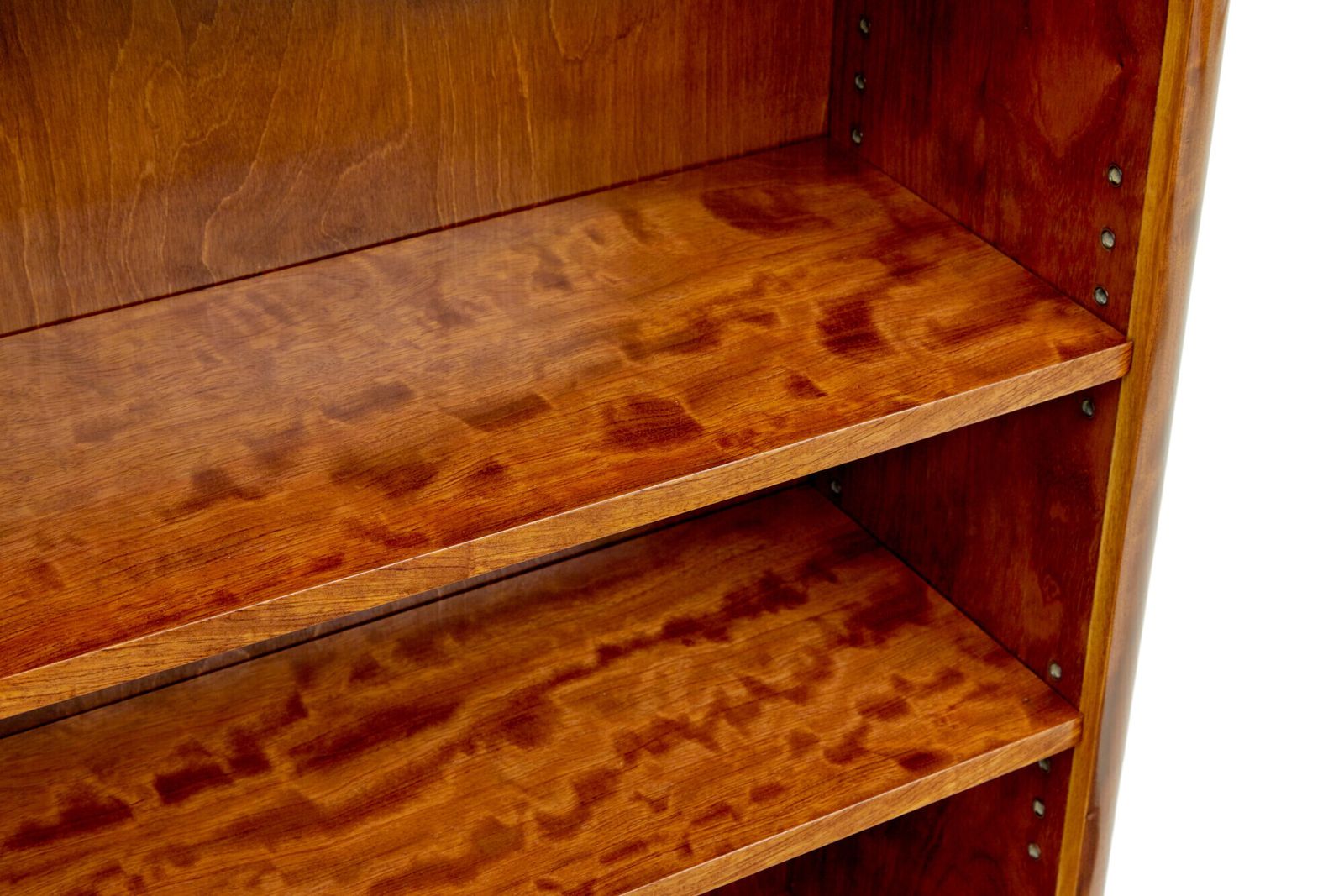 Mid-Century Scandinavisch teakhouten en zebrahouten lage open boekenkast photo Meubels