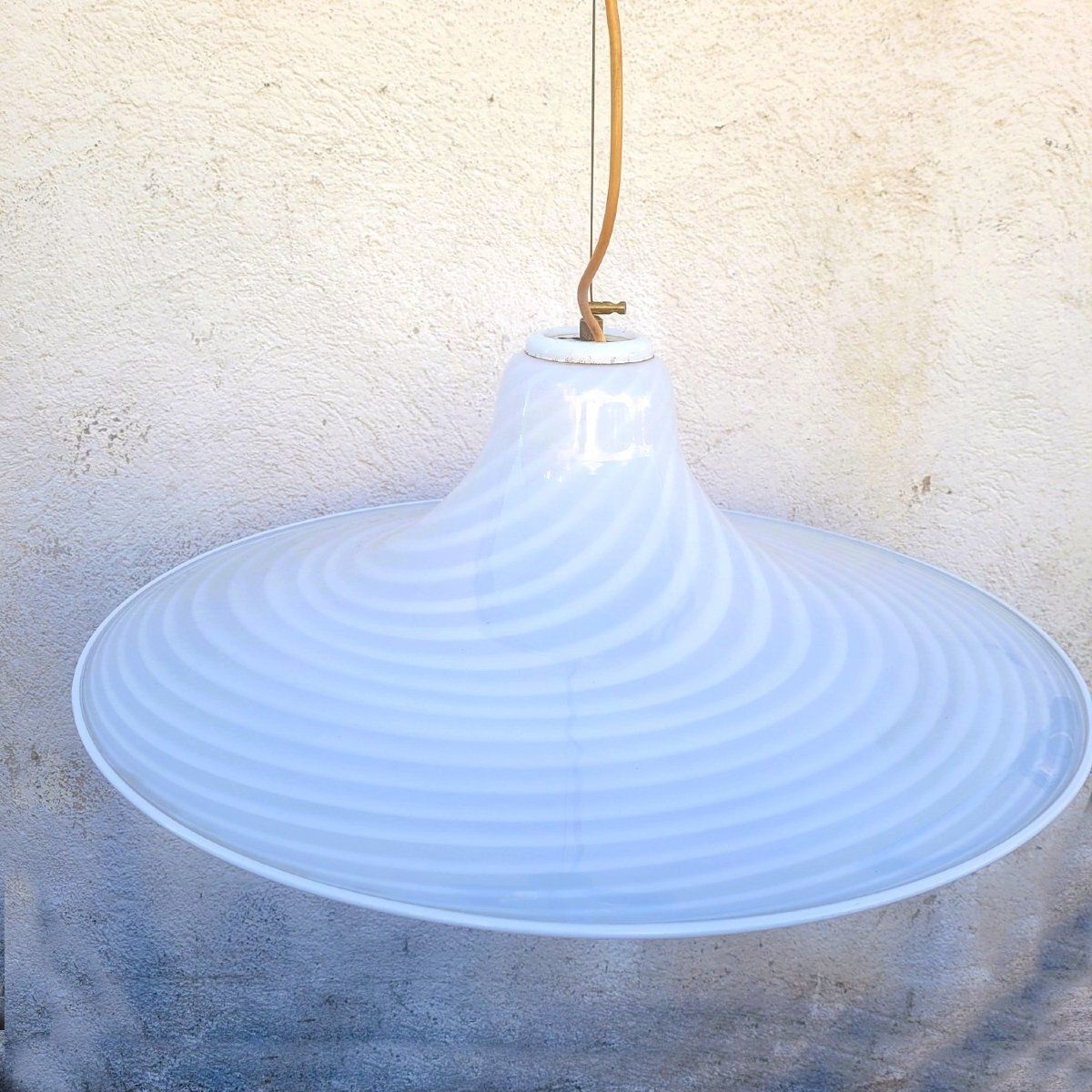 Suspension en verre de Murano à spirale, design années 1970 photo for sale