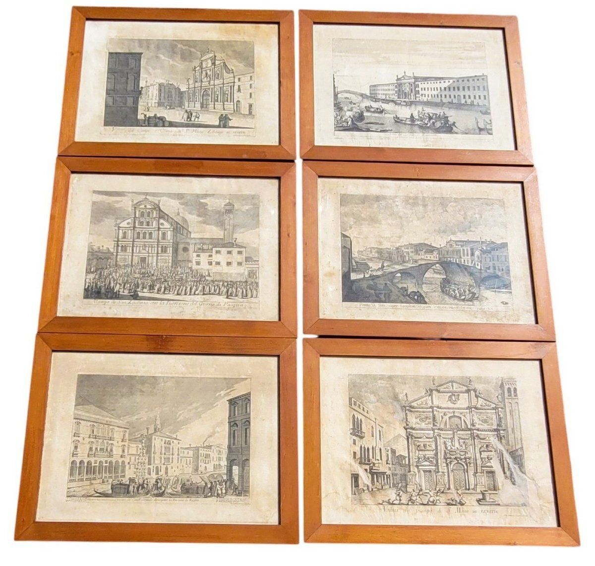Views Of Venice, A Set Of 6 Framed Engravings, 18th/19th Century