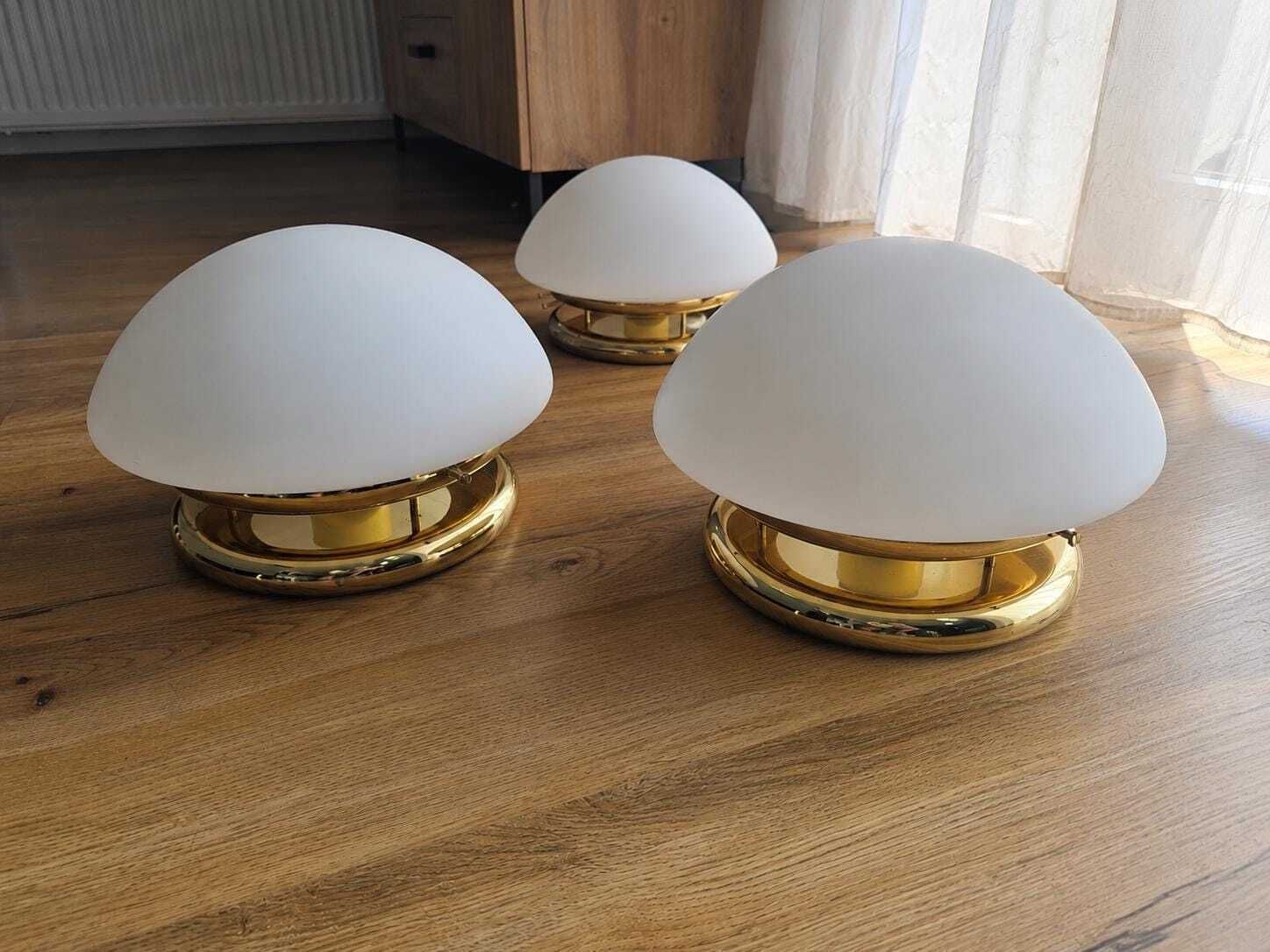 1 van 5 / Vintage Paddenstoellamp, Mid-Century Modern Messing Plafondlamp photo 100.0
