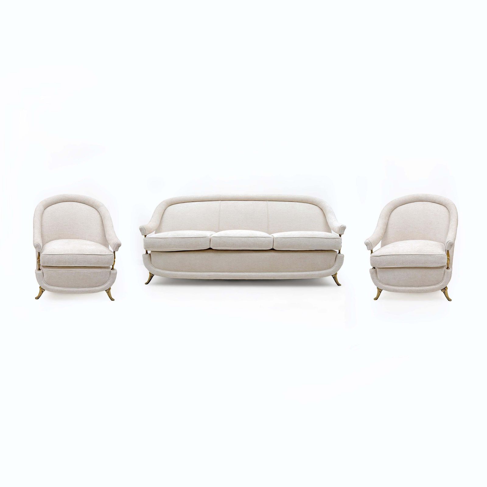 photo for sale Mid-Century Franse Sofa in Art Deco Stijl met Messing Details, ca. jaren 1950