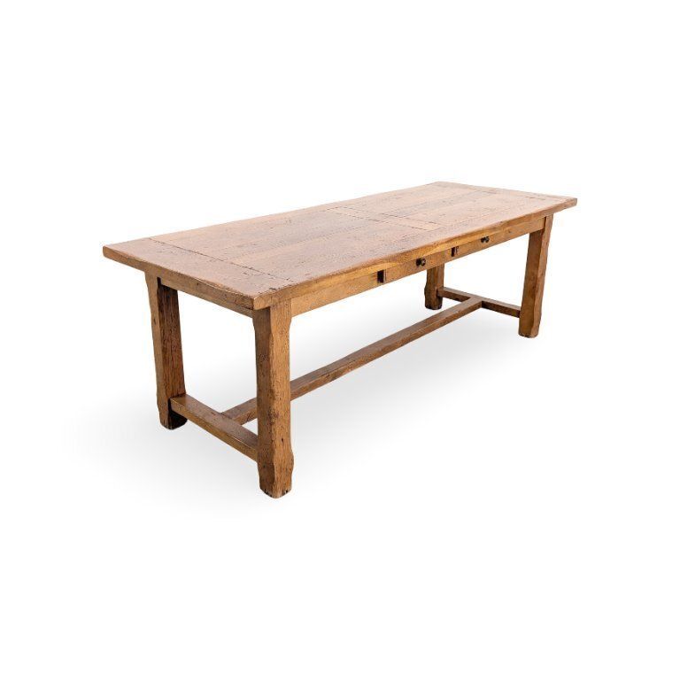 Table à manger française 220 cm, table d'auberge, table de ferme d'époque, années 1950 photo for sale