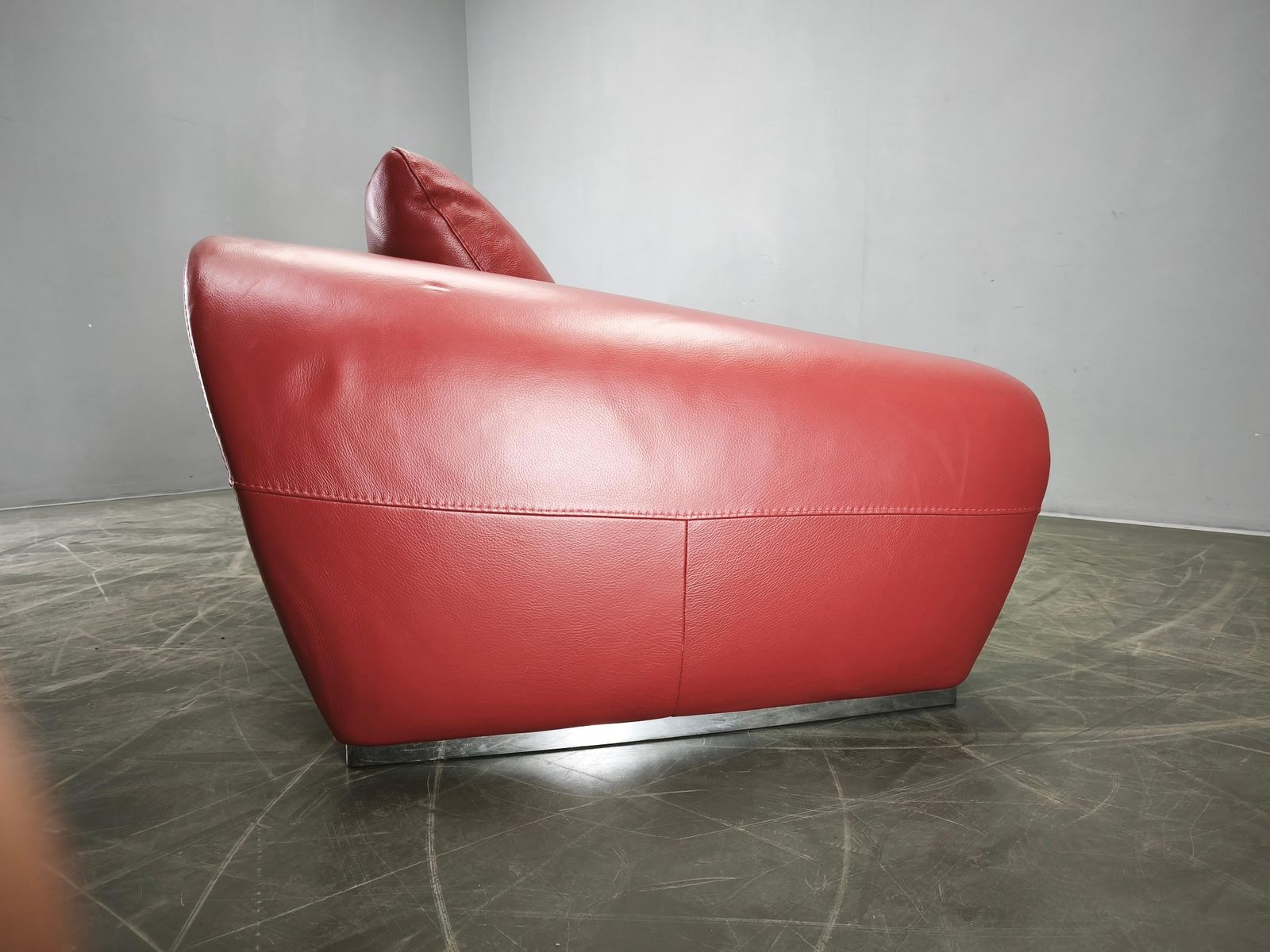 photo for sale Divanotti Italian Freestanding Red Leather Two Seat Sofa