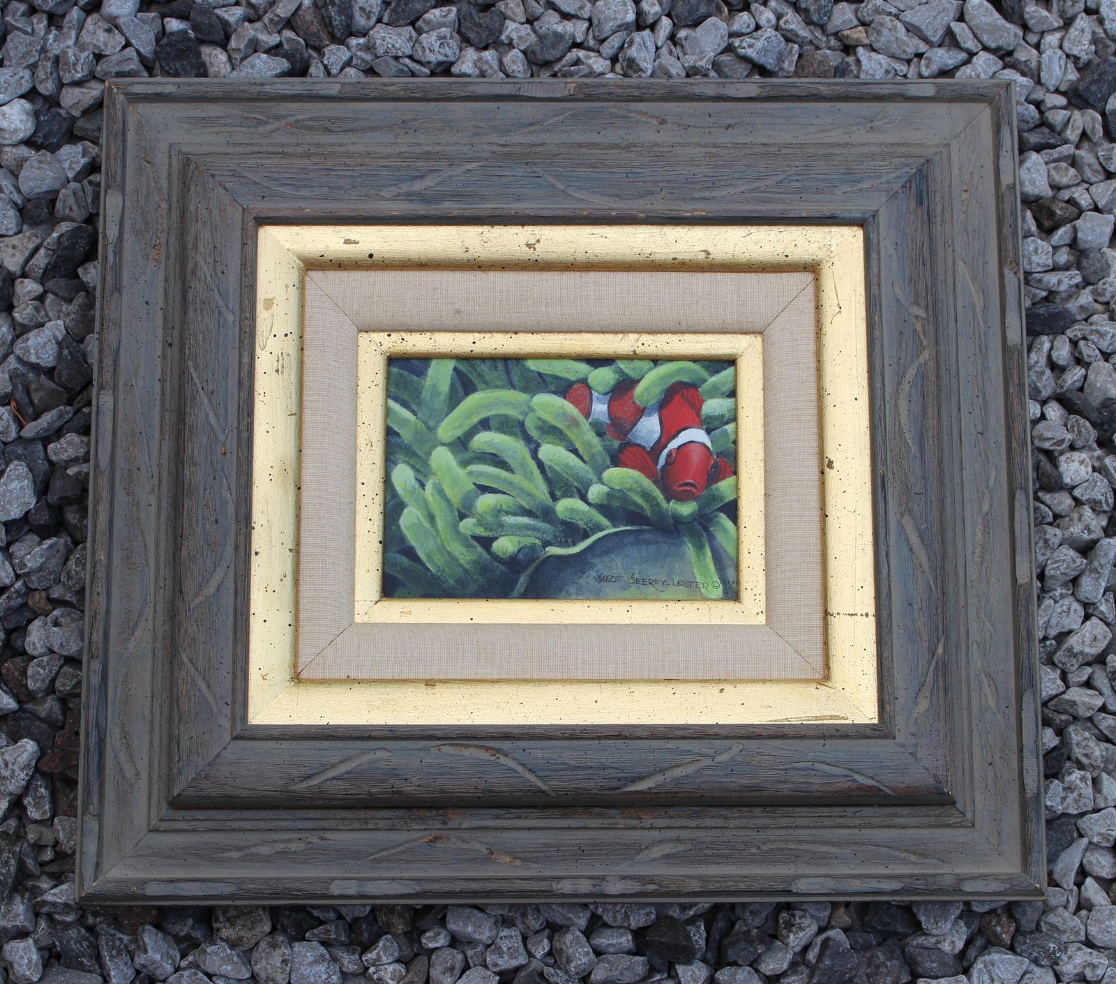 Oil On Canvas Board 'Clownfish' By Suzie Seerey Lester