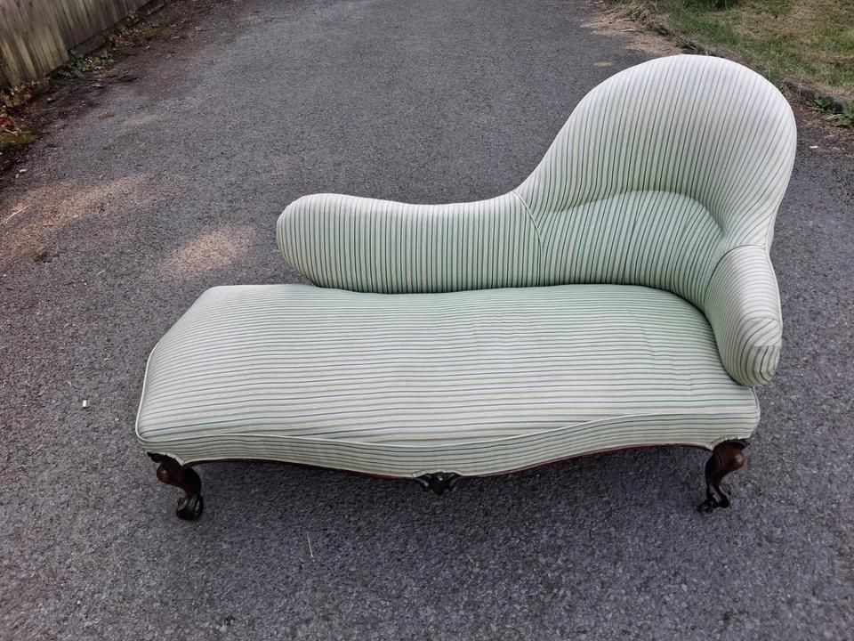 Furniture Antique Victorian Reupholstered Chaise Longue photo