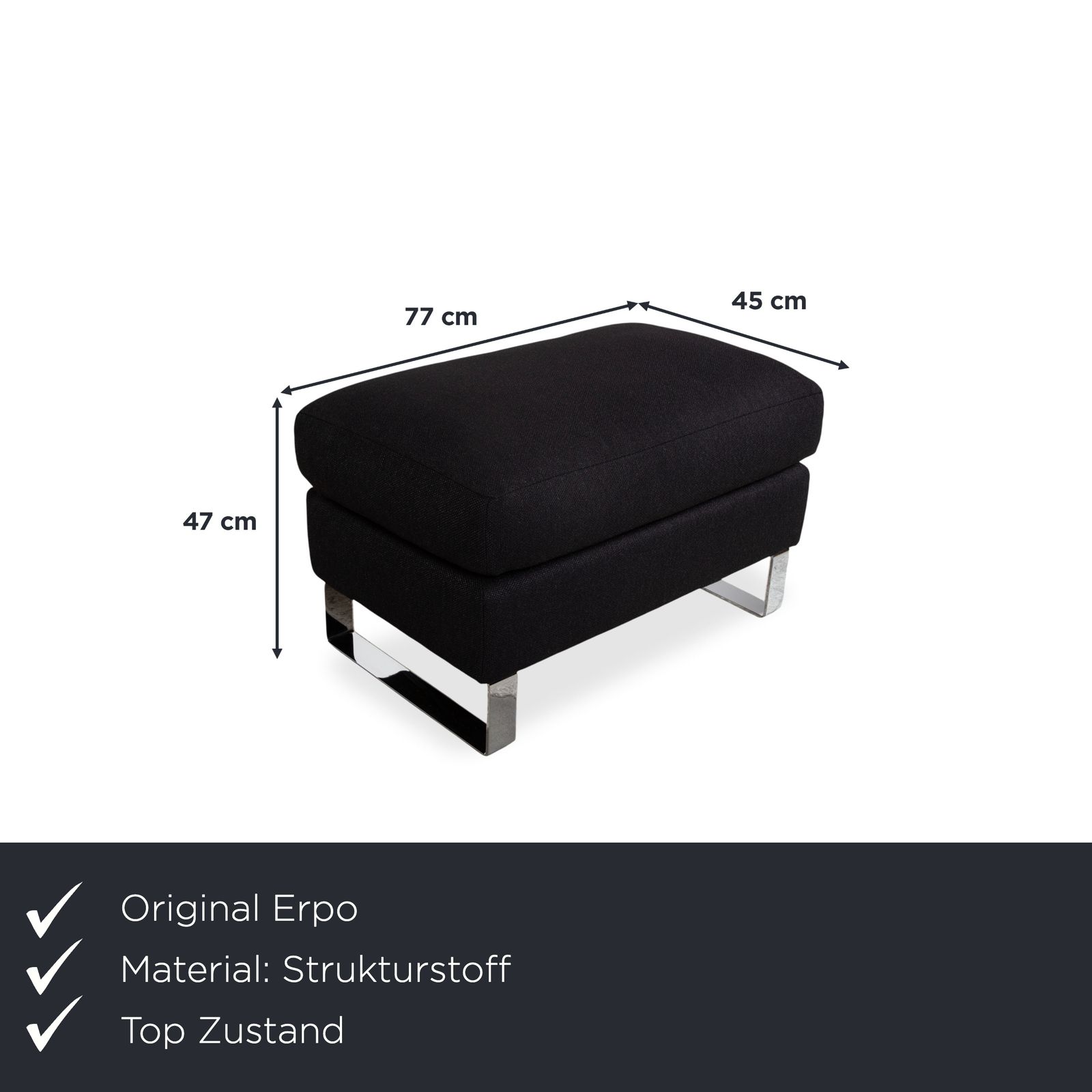 Tabouret Erpo CL 500 en tissu texturé noir photo furniture