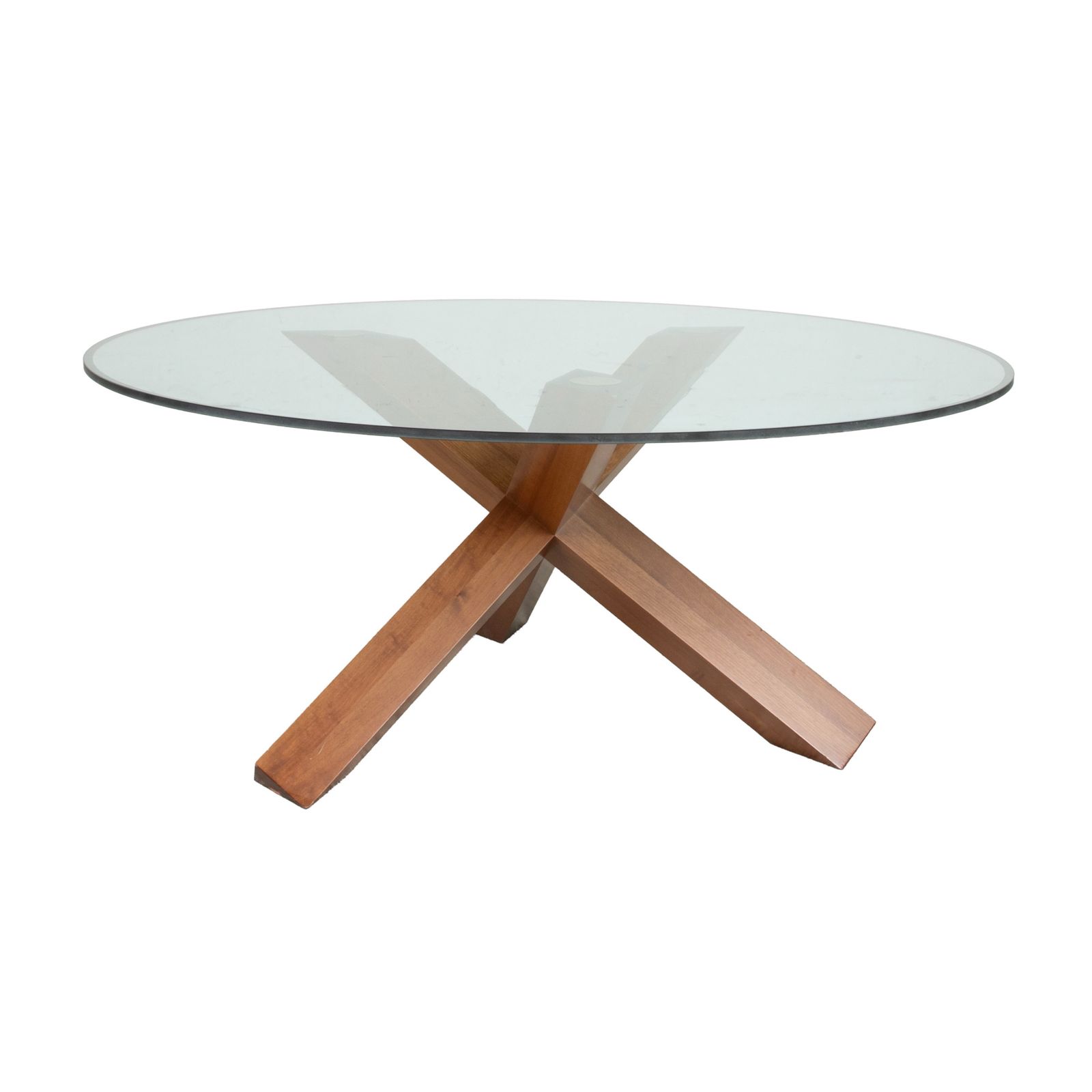 Table à manger Cassina La Rotonda 452 en verre et bois brun photo vintage