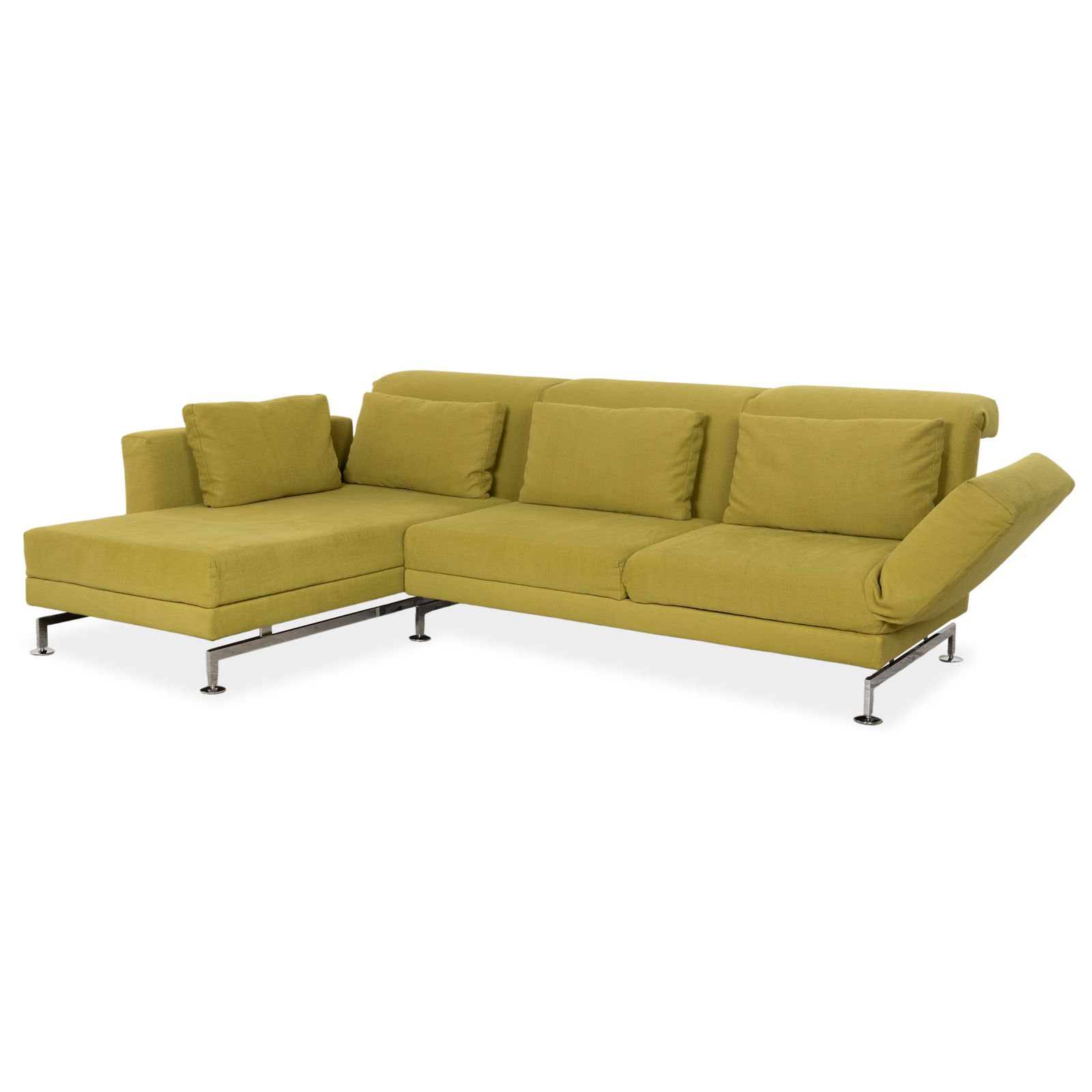 Canapé d'angle Brühl Moule en tissu, vert et jaune, fonction manuelle
