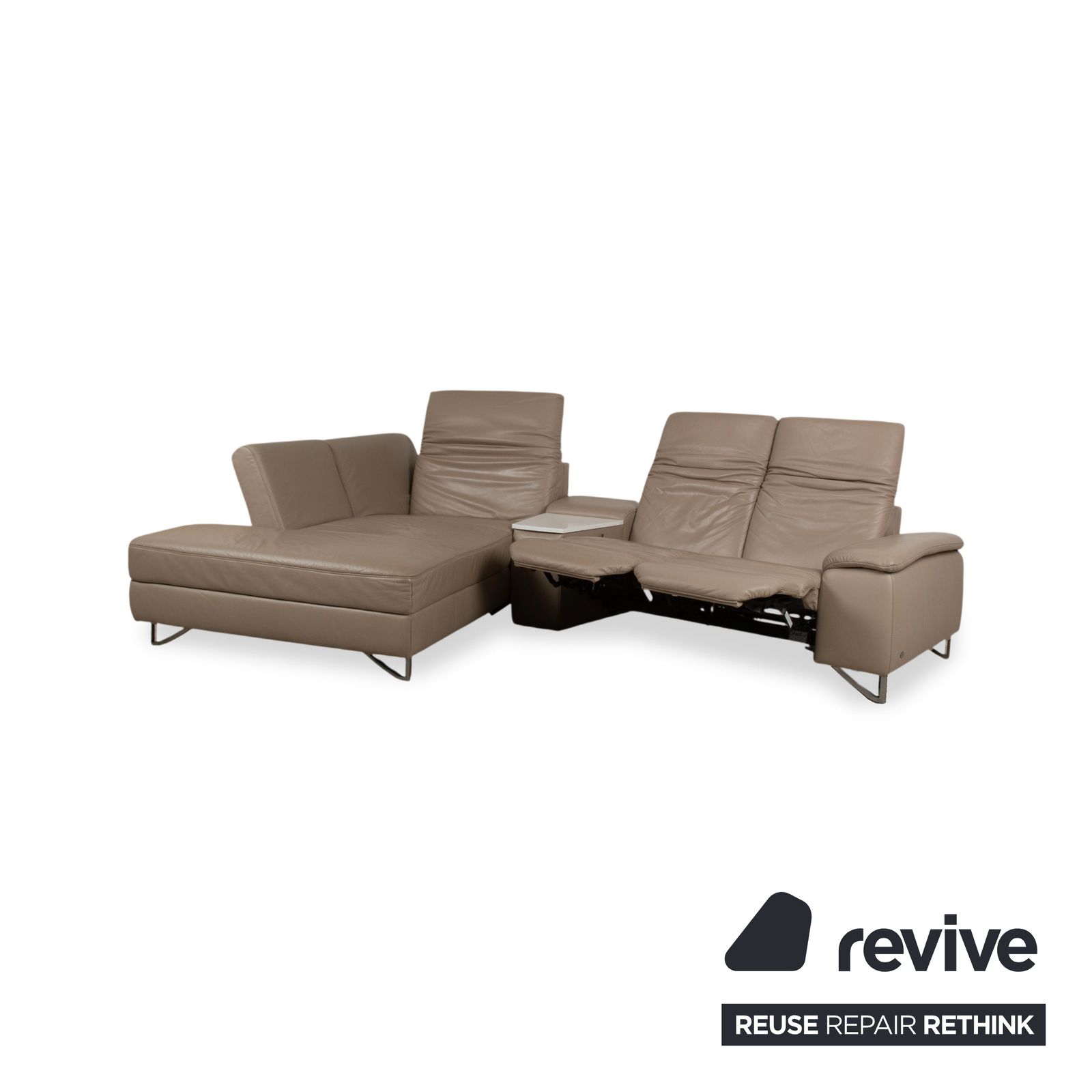 Himolla 1401 Leren Hoekbank Bruin Taupe Manuele Functie photo 3241.0
