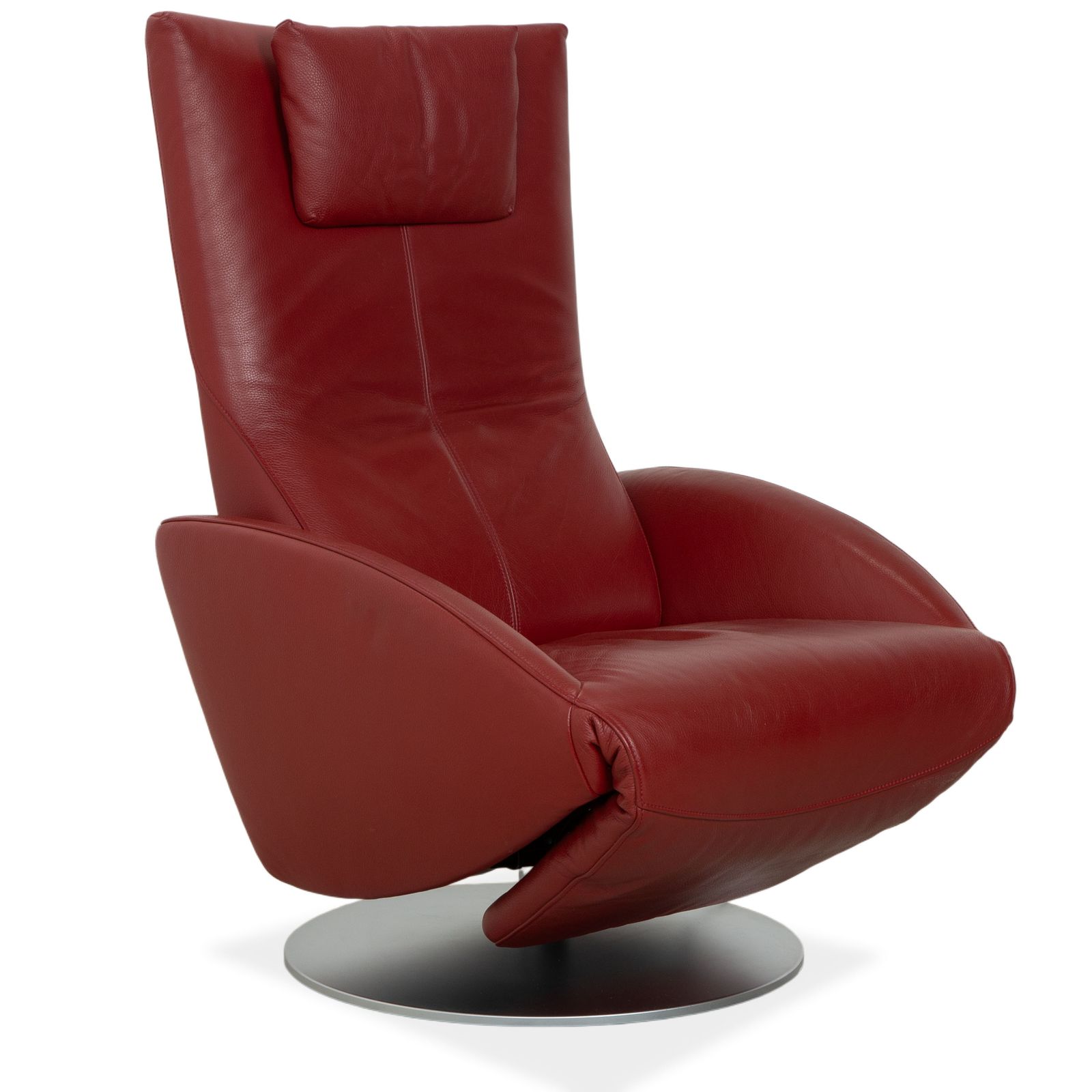 Fauteuil FSM Mate en cuir rouge, fonction électrique