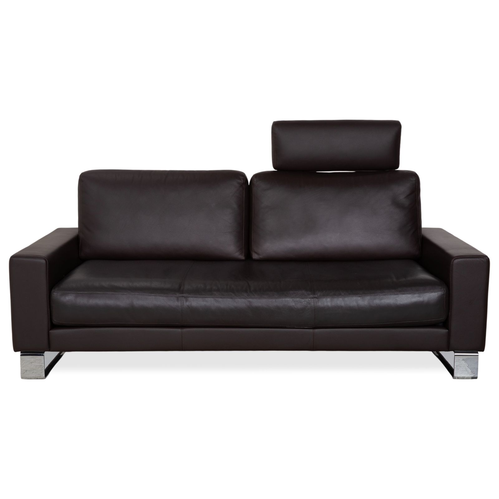 Canapé 2 places en cuir Rolf Benz Vida, marron foncé