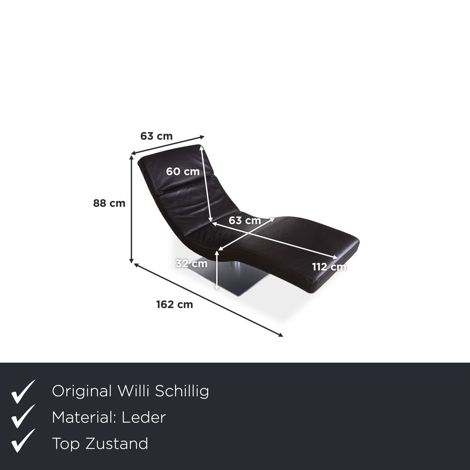 Willi Schillig Lounger en cuir brun, fonction manuelle photo furniture