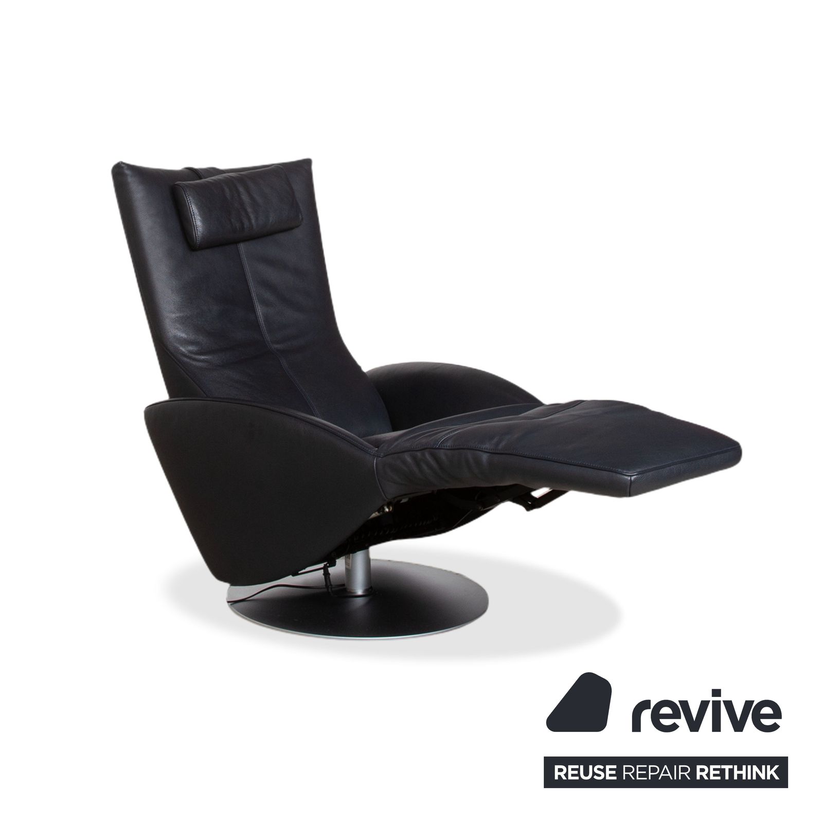 Fsm Mate Leren Fauteuil Donkerblauw Elektrische Functie Batterij Relaxfunctie photo 3688.0