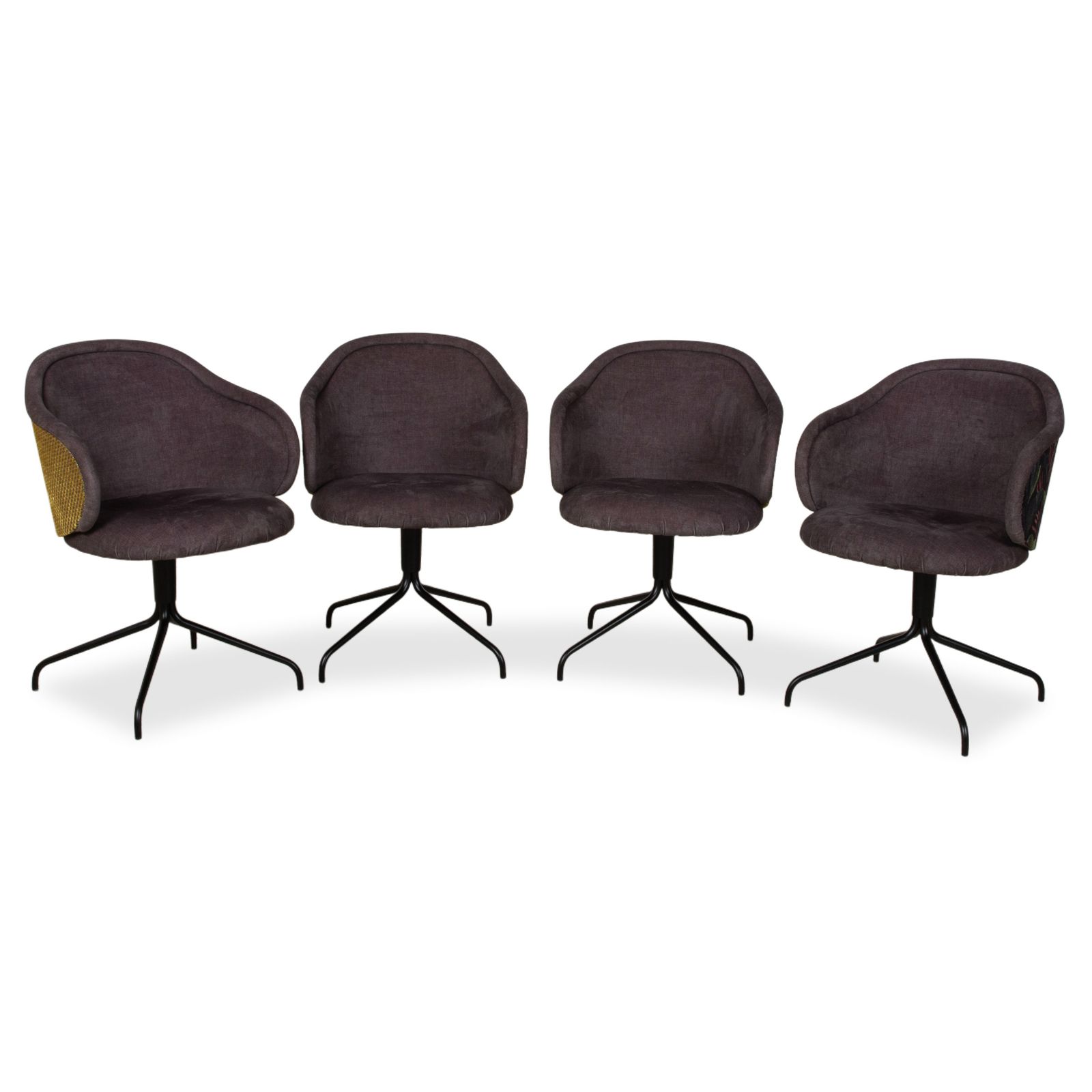 Lot de 4 chaises Freifrau Ona en tissu, marron et gris à motifs