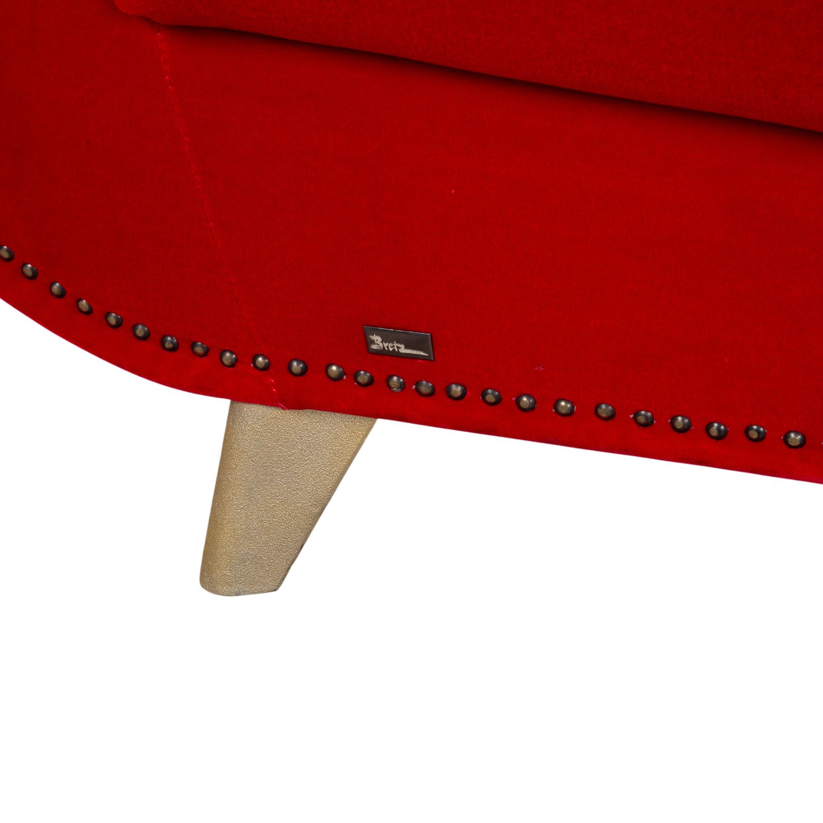 Bretz Gaudi Velvet Fabric Three Seater Red Sofa photo Furniture