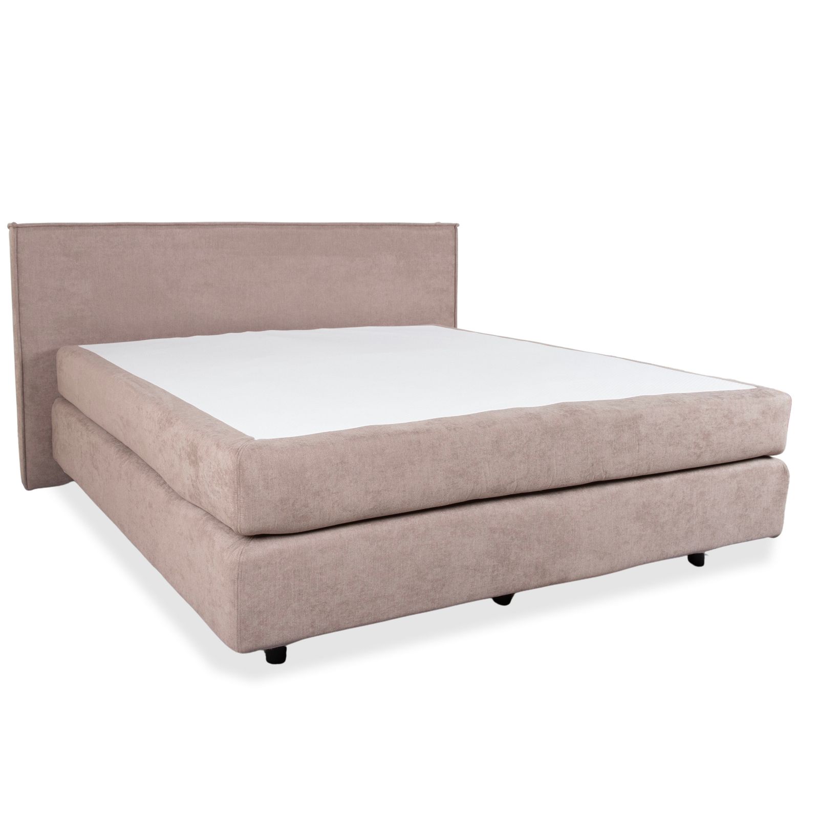 Lit à sommier tapissier Dayco Avalon en tissu gris beige