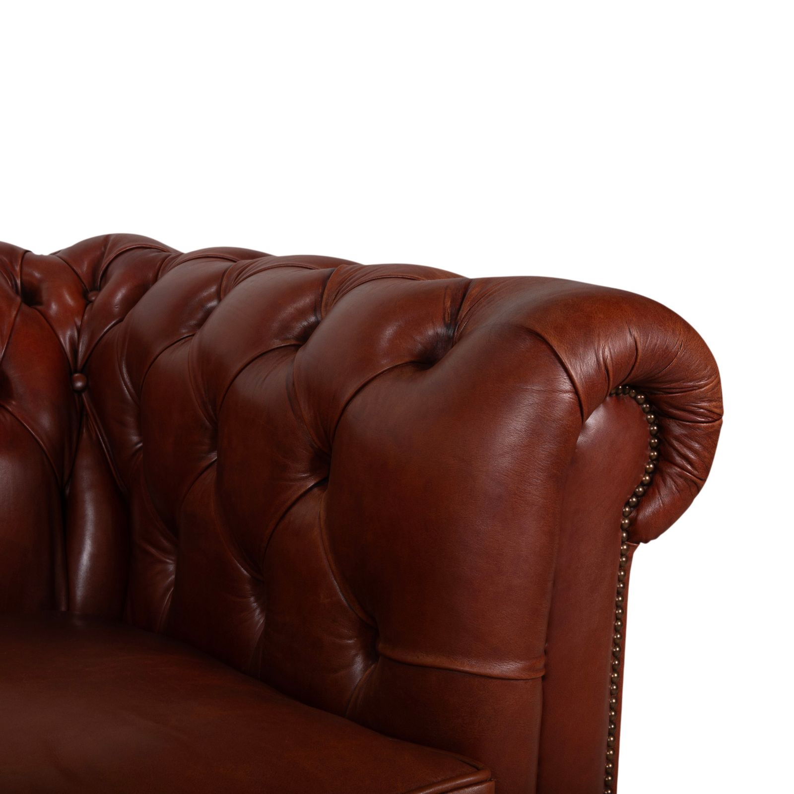 Canapé Chesterfield 3 places en cuir marron vintage photo for sale