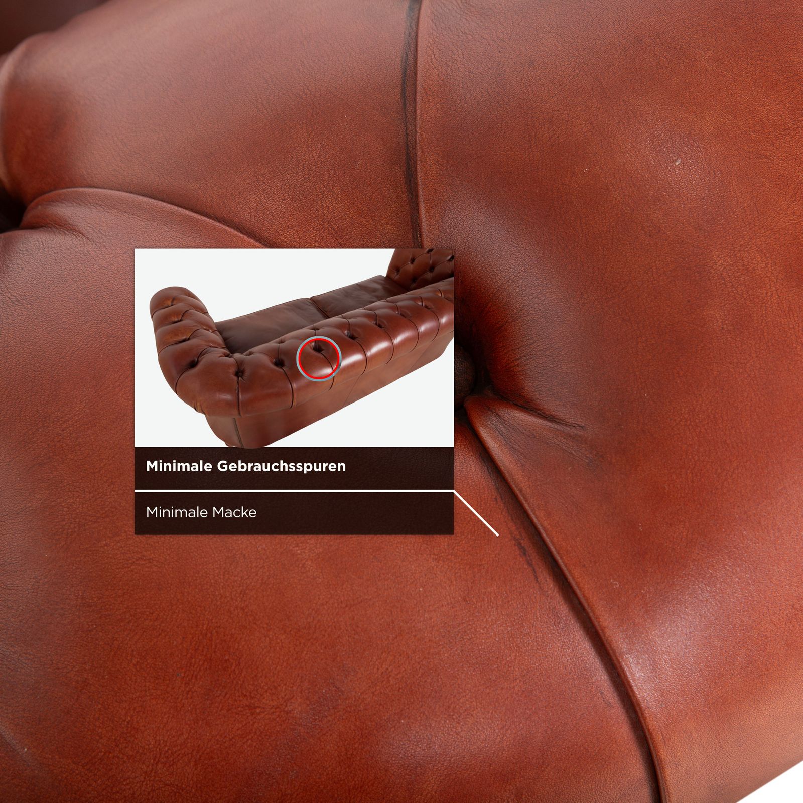 Mobilier Canapé Chesterfield 3 places en cuir marron vintage photo