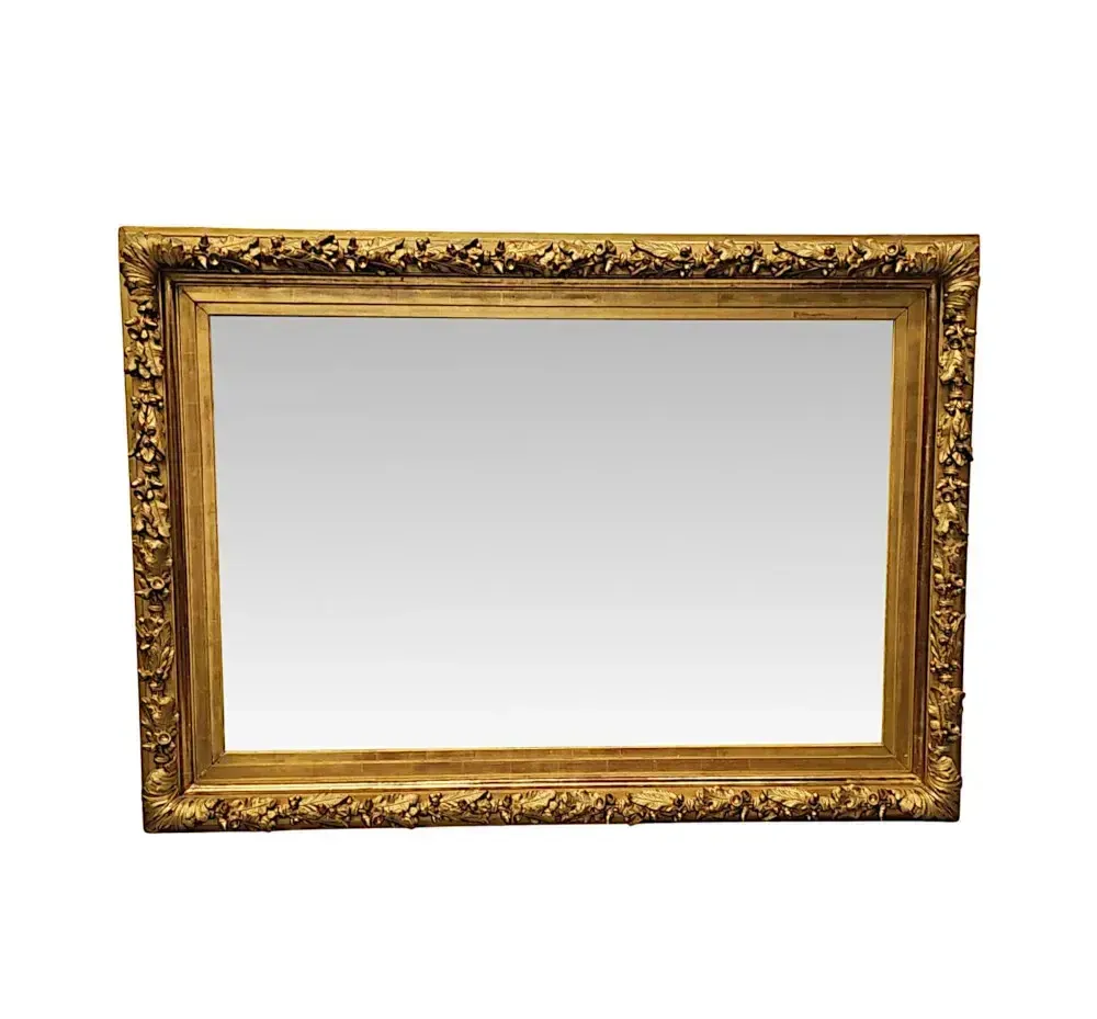 A Gorgeous 19th Century Giltwood Hall Or Overmantel Mirror With Acorn And Oak Leaf Detailing