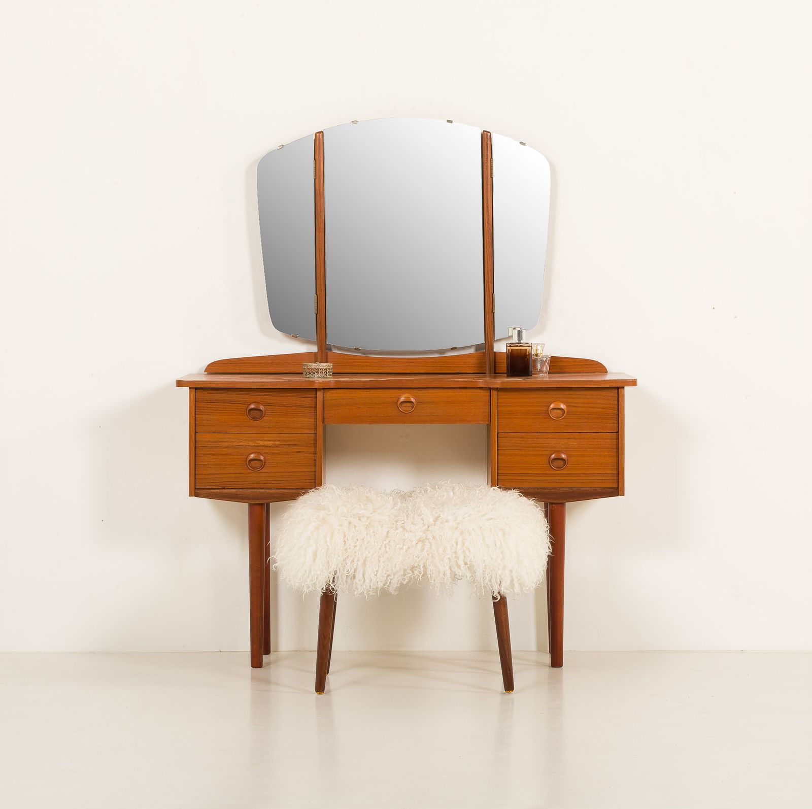 Scandinavian Mid Century Dressing Table In Teak, Norway, 1970s photo for sale