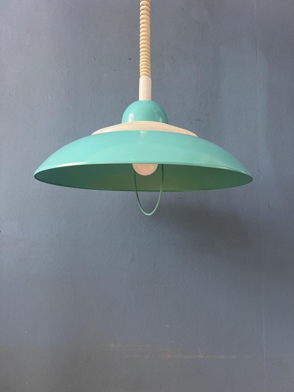 Blauwe UFO Space Age Hanglamp van Knud Christensen photo vintage