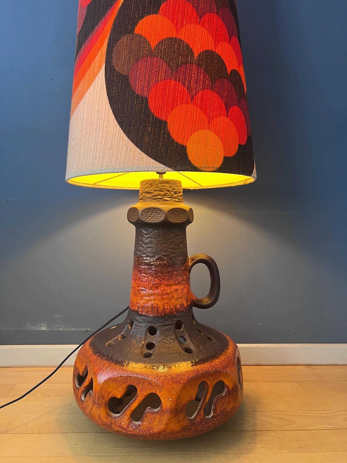 Vintage Oranje Keramieken West-Duits MCM Vloerlamp photo for sale