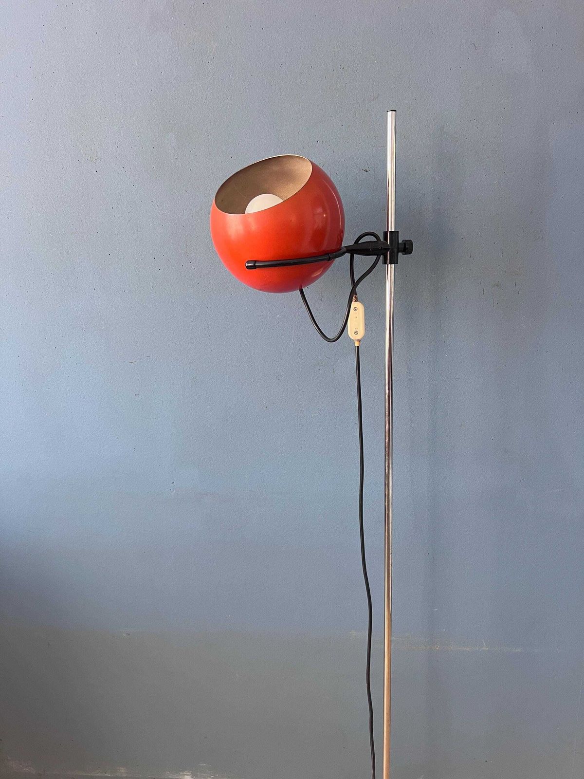 Mid Century Orange Eyeball Floor Lamp photo vintage
