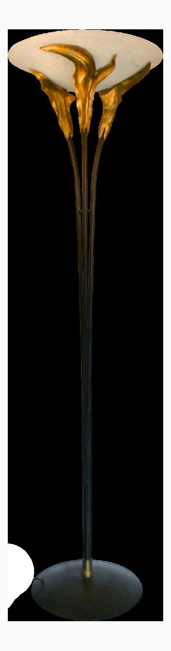 Grote Franse art deco stijl vloerlamp met matglazen kap door Montauban, jaren 1980