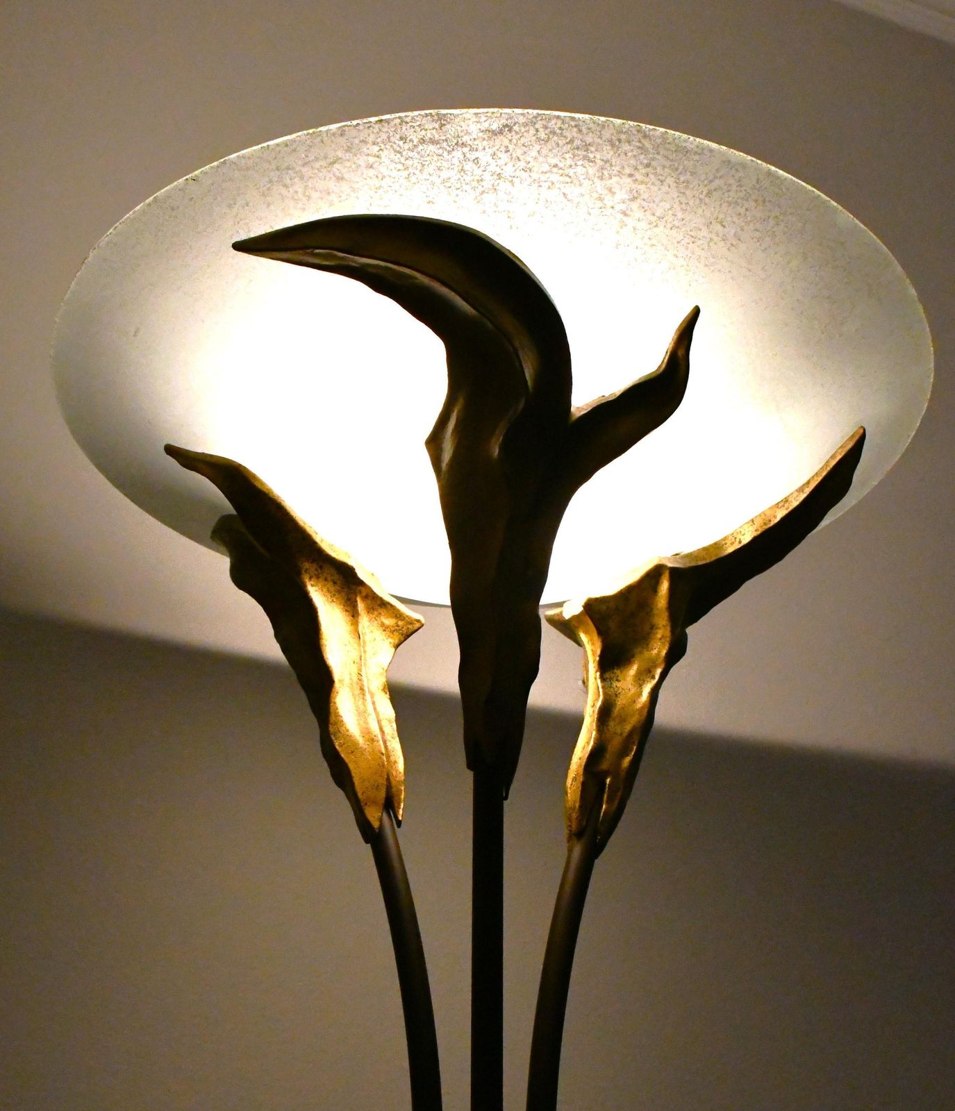 Grote Franse art deco stijl vloerlamp met matglazen kap door Montauban, jaren 1980 photo 1173.0